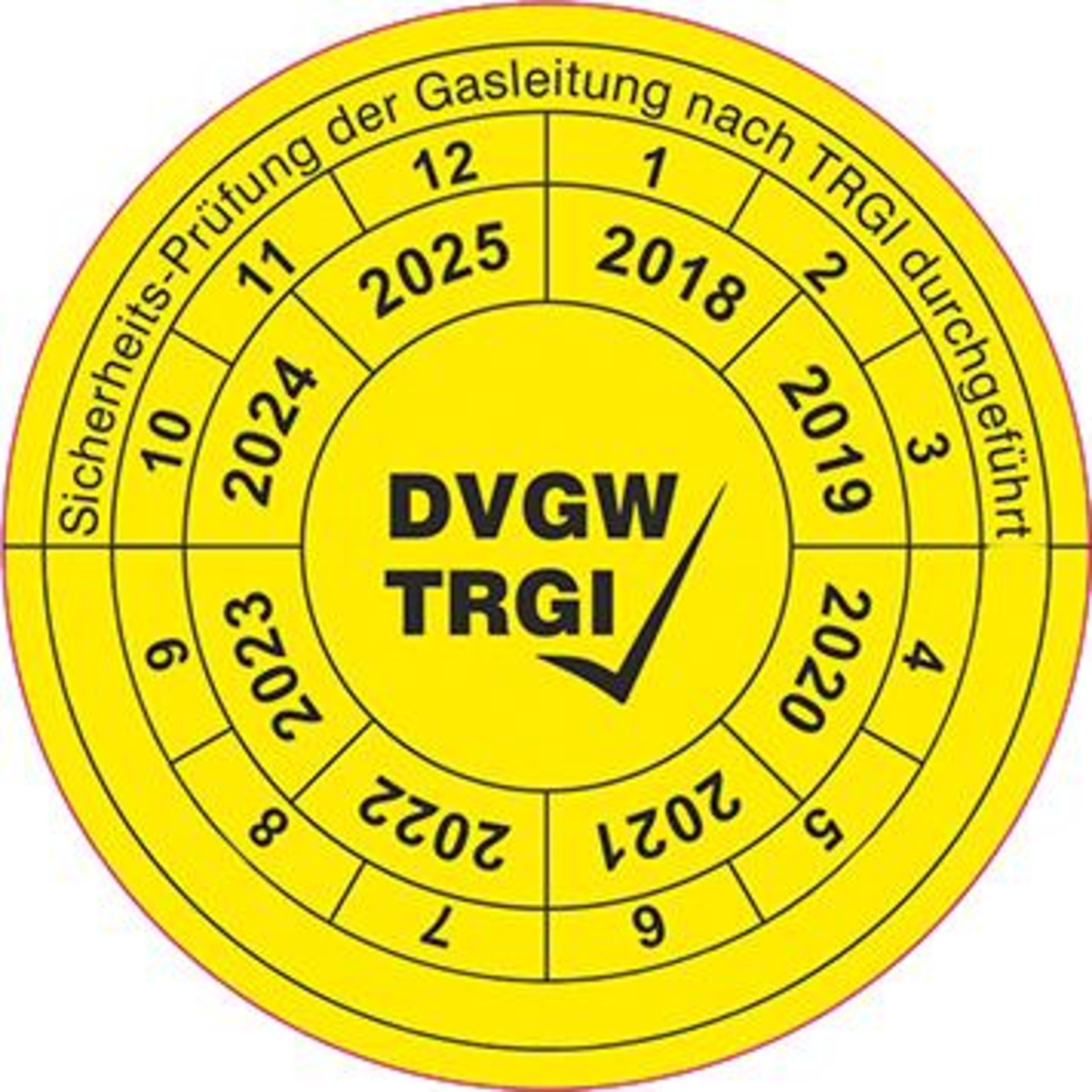 Prüfaufkleber Gasleitung nach TRGI neutral