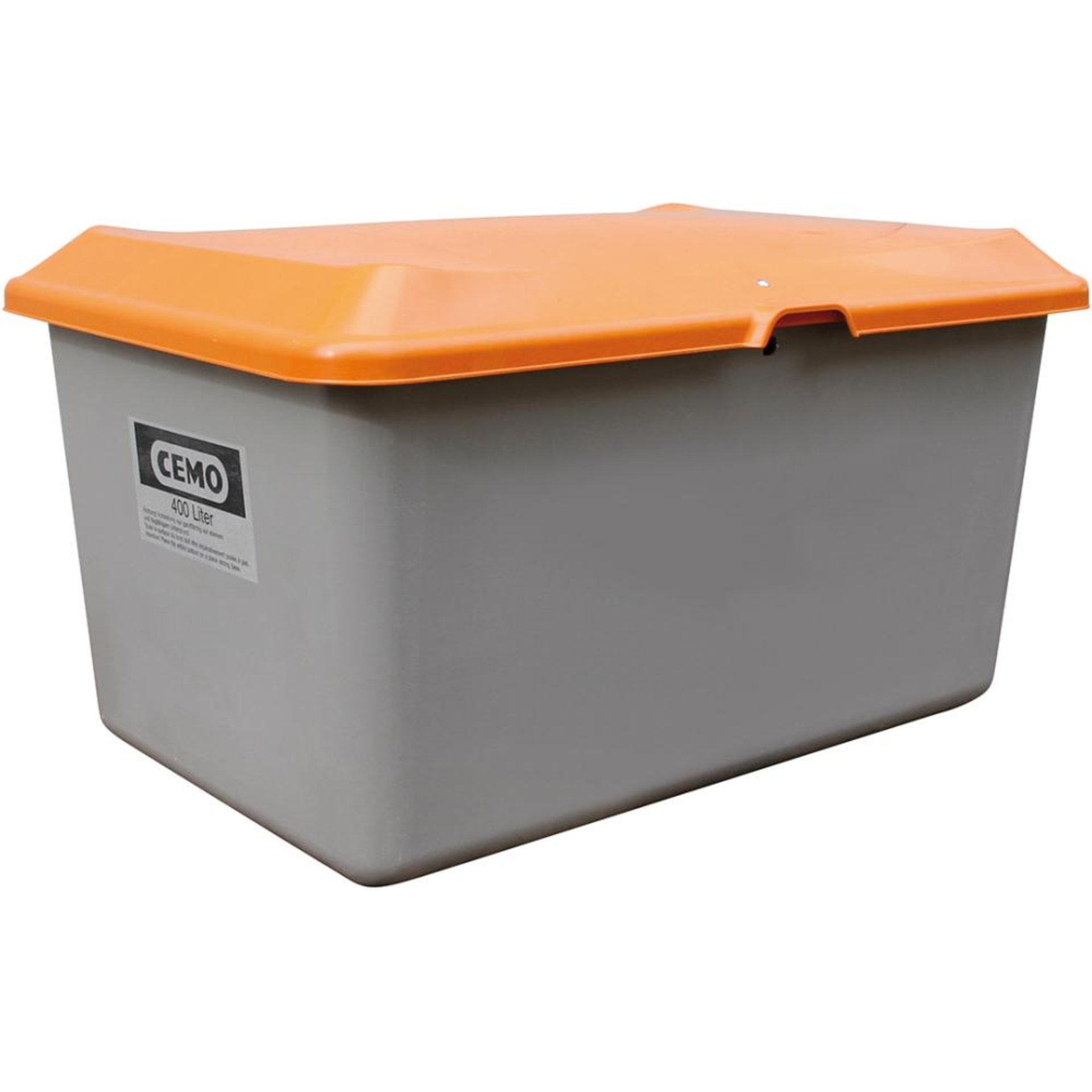 Streugutbehälter 400 l B1210xT820xH670 mm ohne Entnahmeöffnung grau/orange