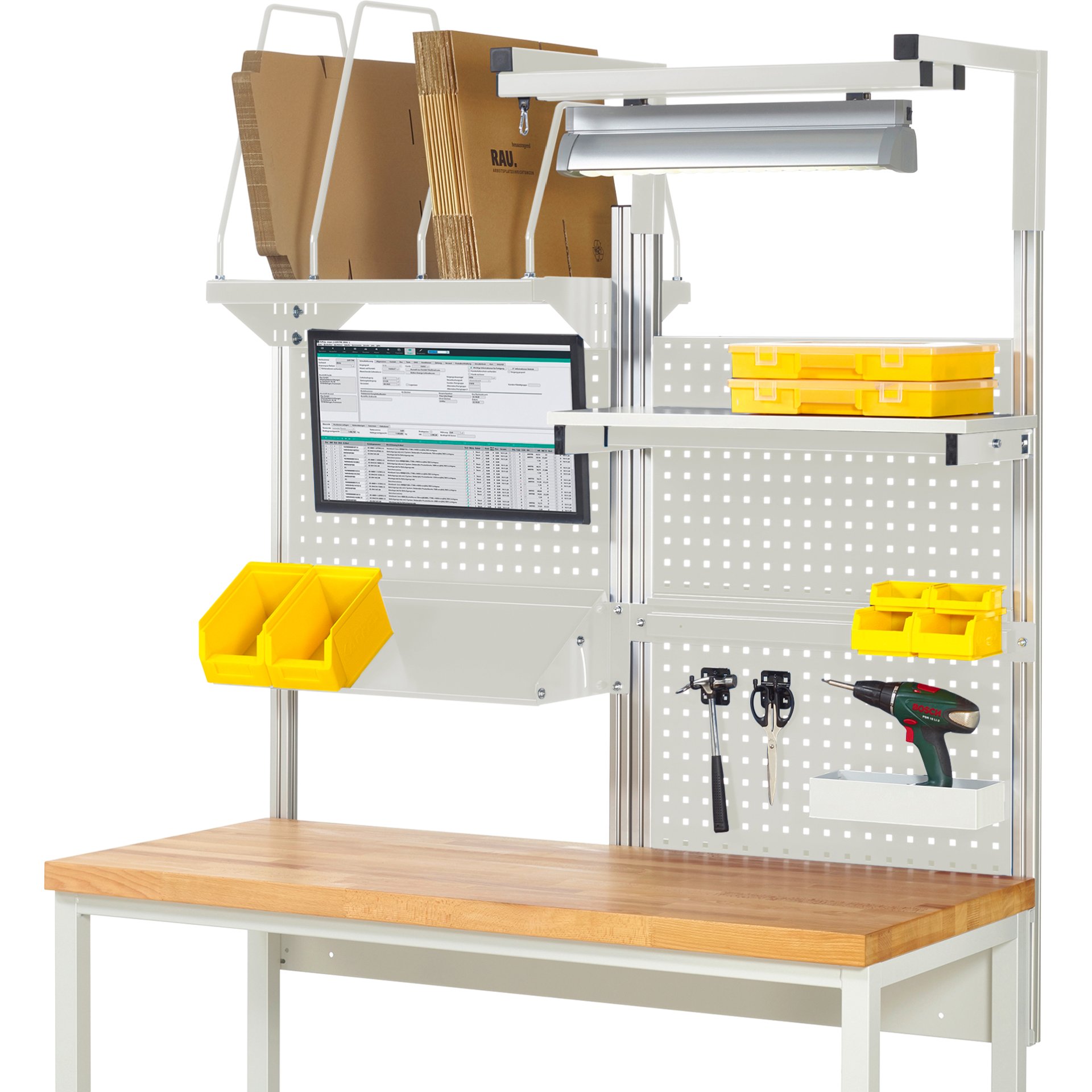 System-Aufbau - Komplettset 06, für Produktbreite 1500 mm, RAL7035/RAL7035