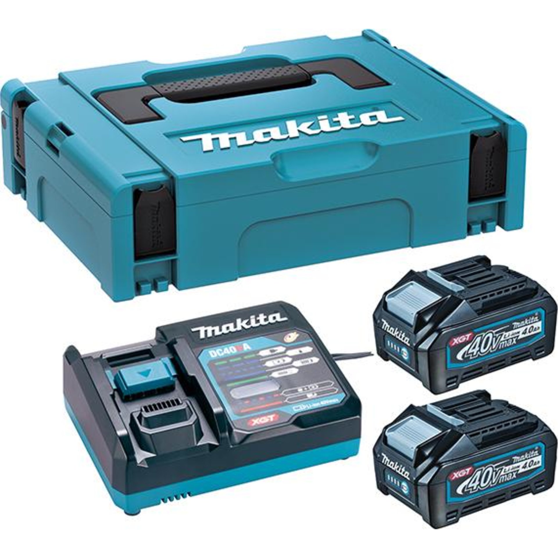 Akku-Starter-Set XGT 40V 4Ah Makita 2x40,0V 4,0 Ah Ladegerät DC50RA MAKPAC