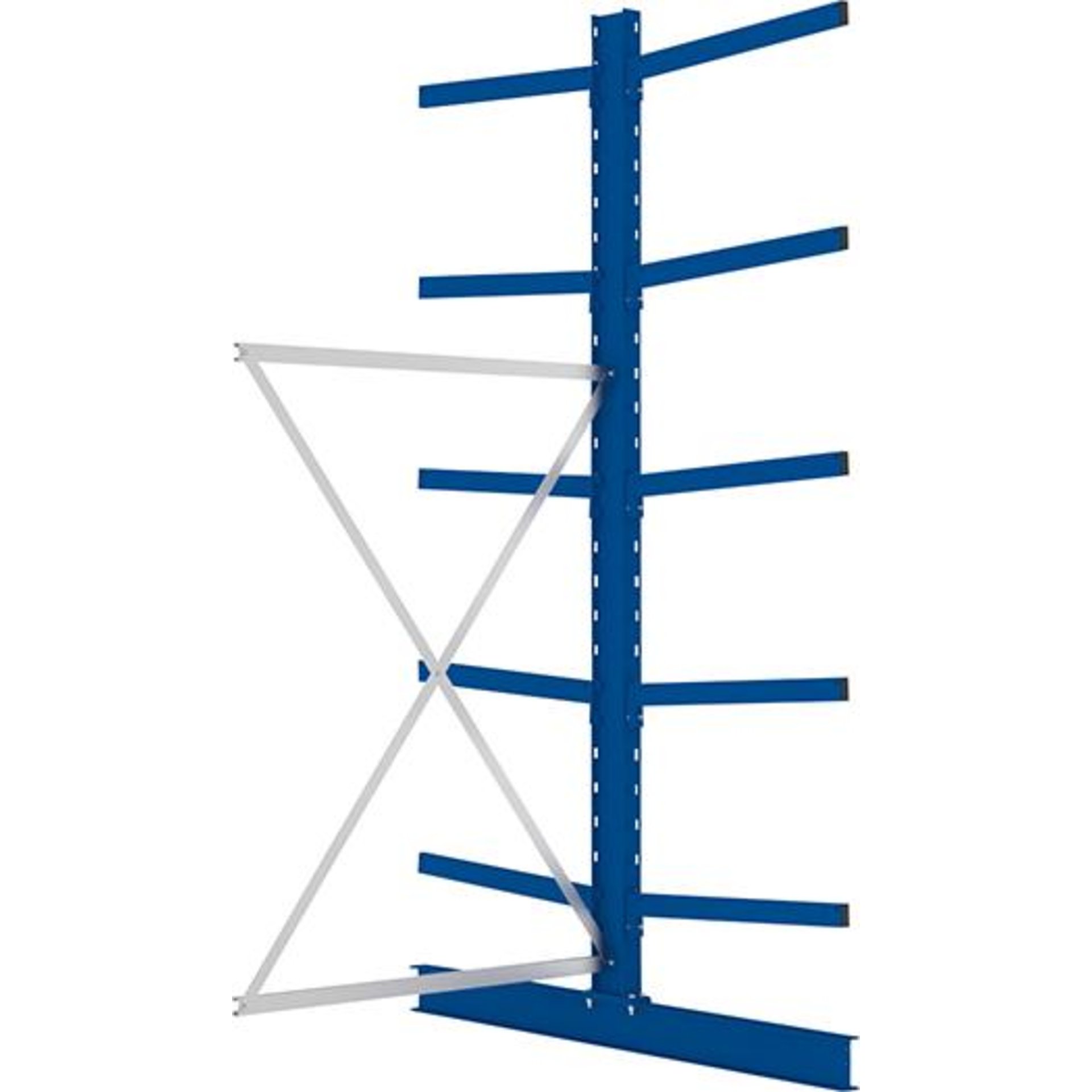 Kragarmregal M Anbaufeld B1300xT2x800xH3000 mm doppelseitig RAL 5010 2x5 Arme Traglast 250kg