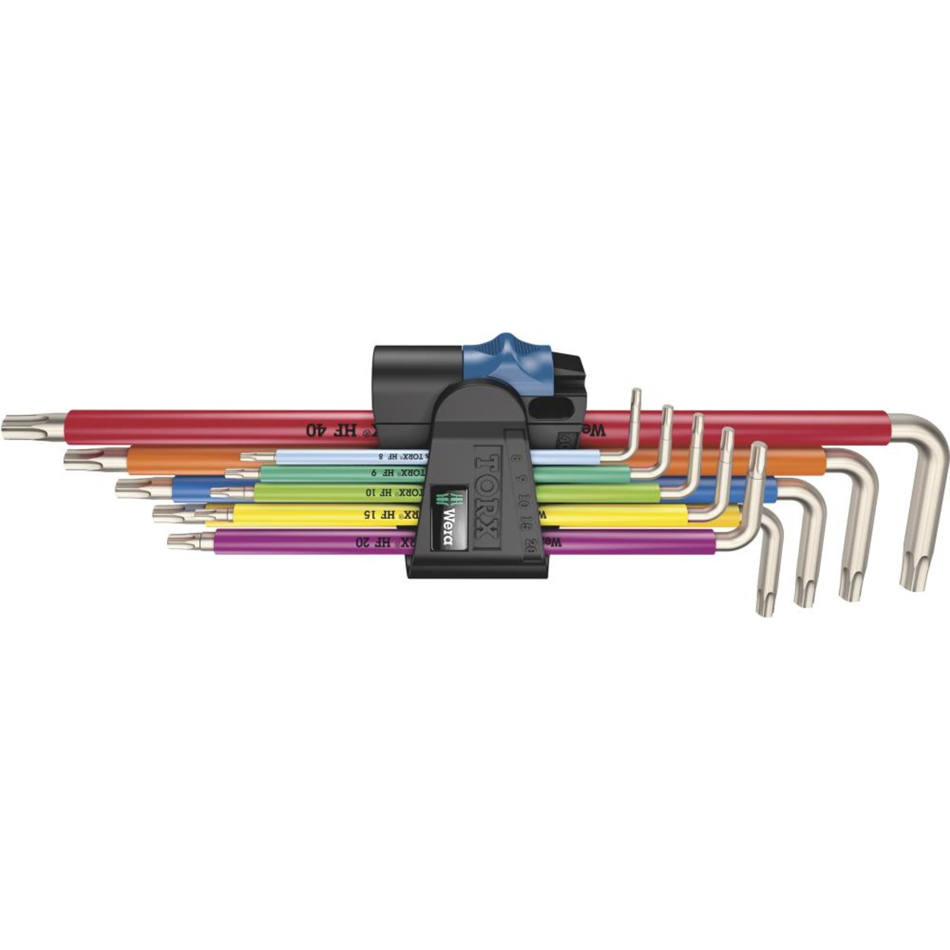 Winkelschraubendreher- Satz lang Edelstahl 9-teilig T8-T40 Halfefunktion Color Wera