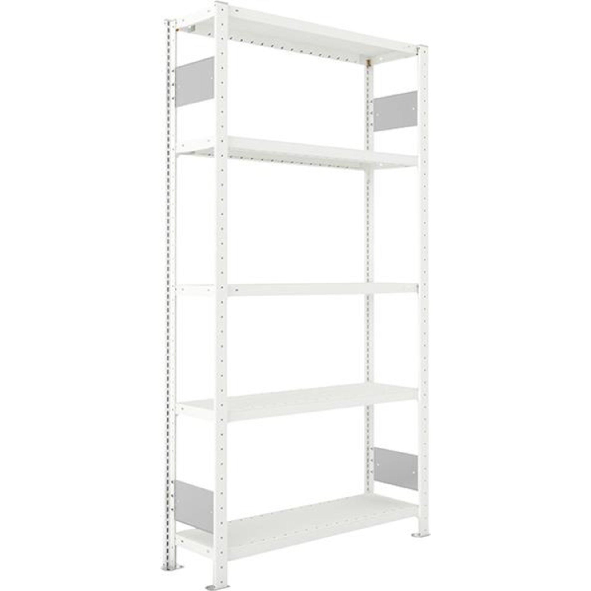 Steckregal META CLIP, mit Längsriegeln, Fachlast 230 kg, RAL 7035 lichtgrau