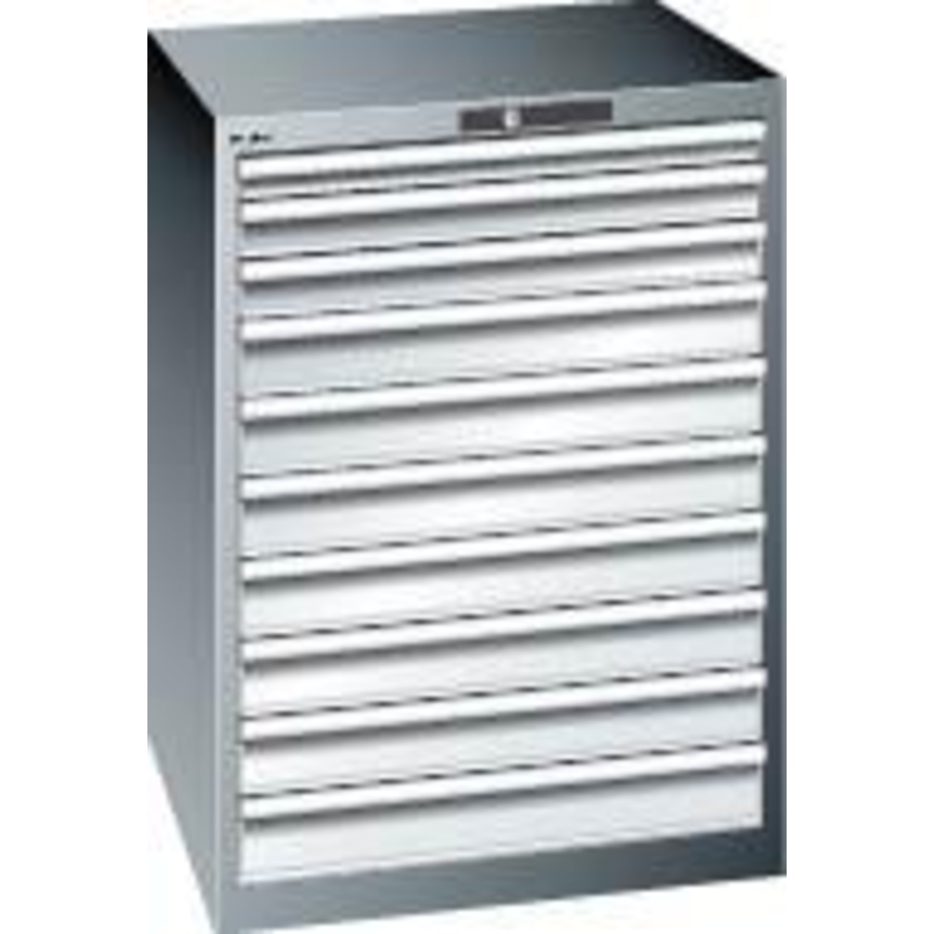 Schubladenschrank 36x36E B717xT725xH1000mm RAL 5012 10 Schubladen 75kg LISTA