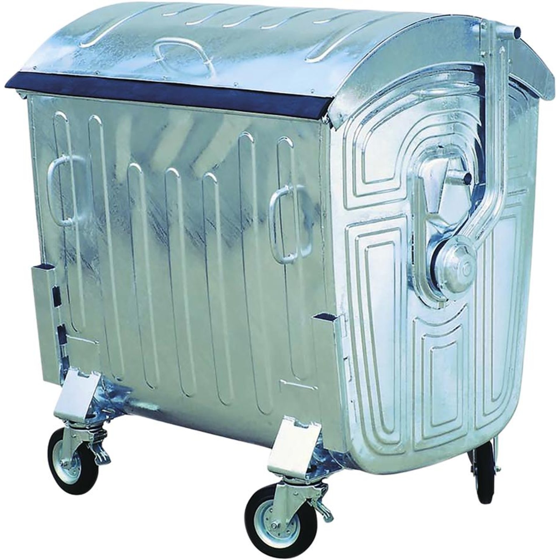 Großmüllcontainer 1100l verzinkter Stahl mit 4 Lenkrollen D200mm B1370xT1010xH1420mm
