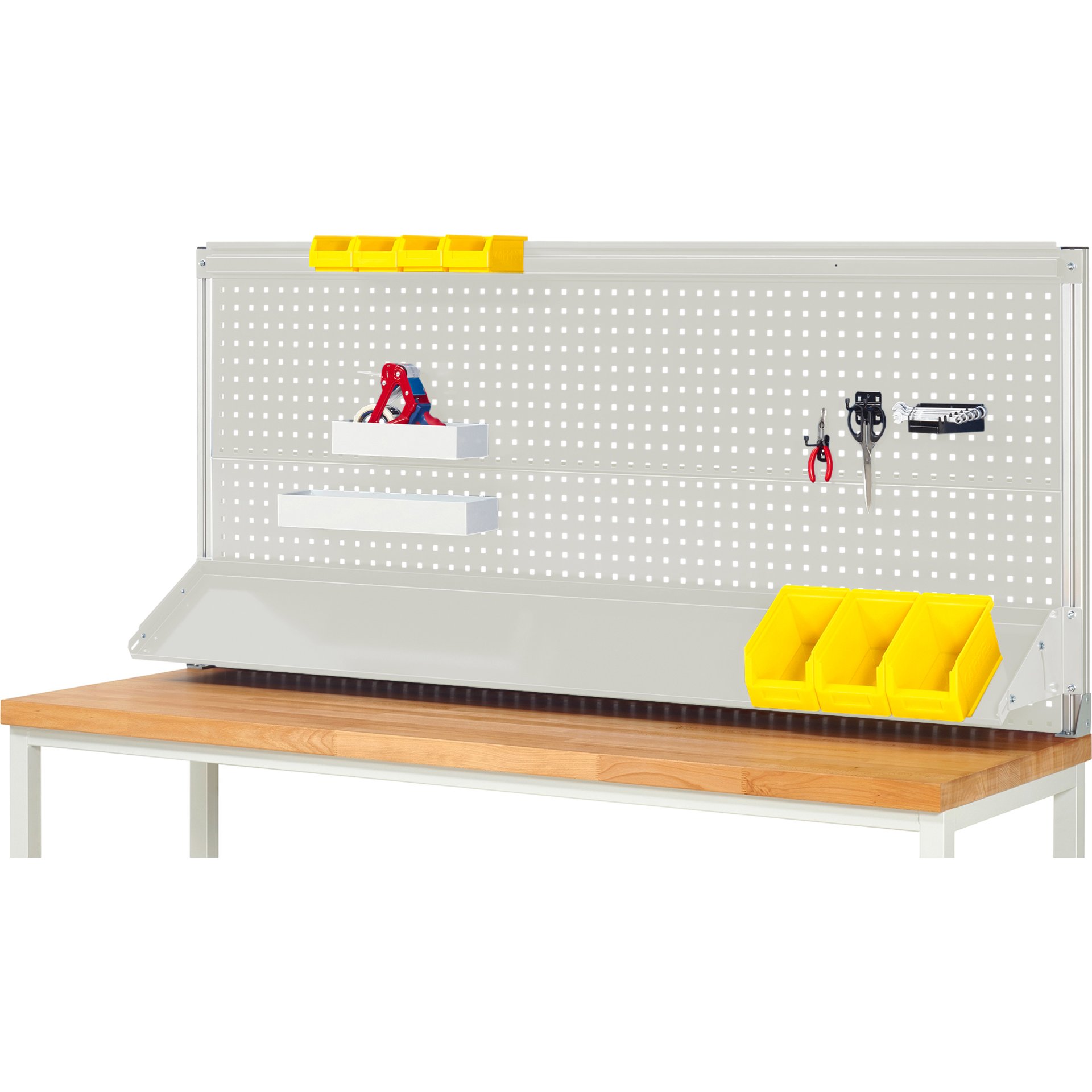 System-Aufbau (Komplettset-02 B2000 mm), zur Montage auf Arbeitsplatte, RAL7035