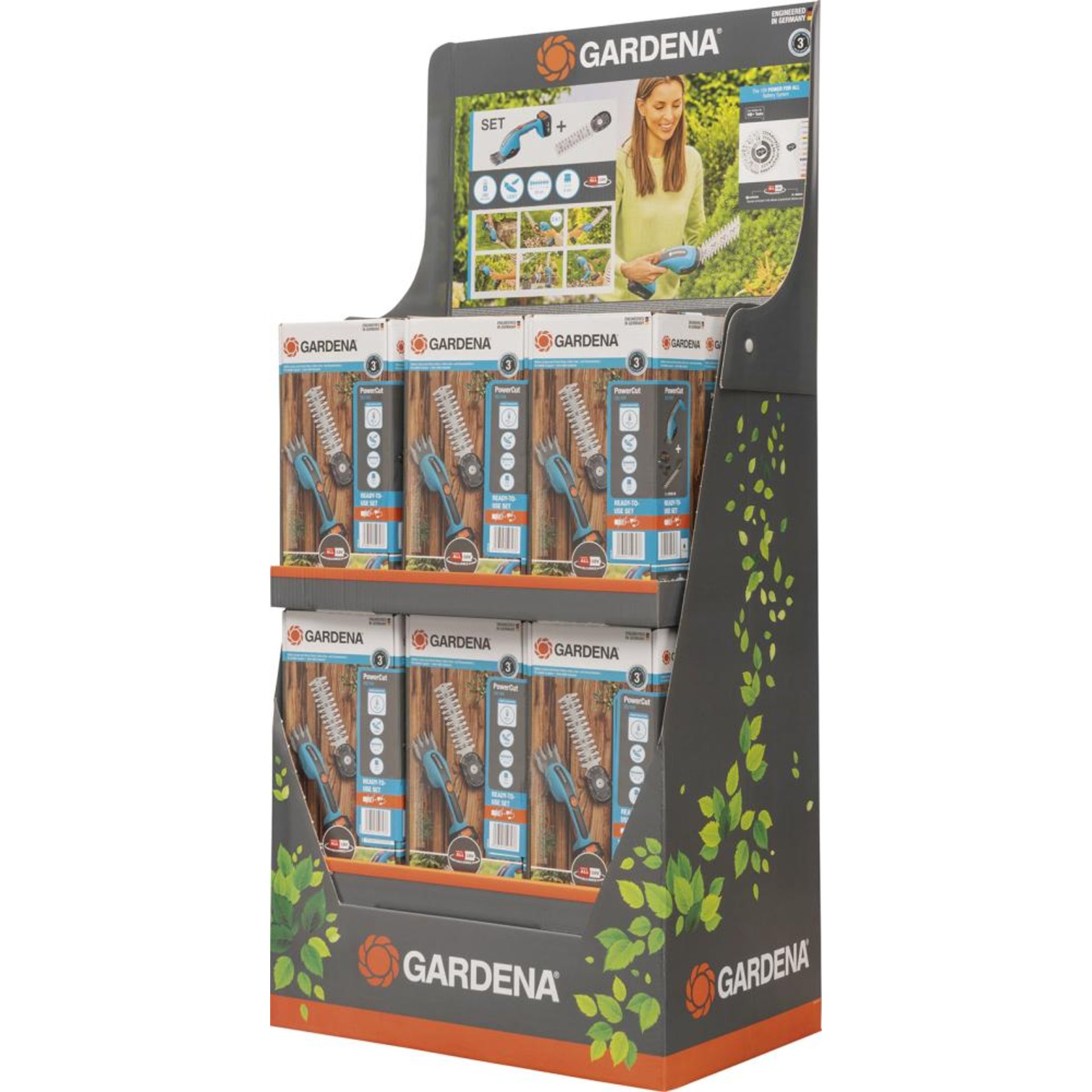 Gras- und Strauchschere PowerCut 20/18V P4A Ready-To-Use Set Dispay