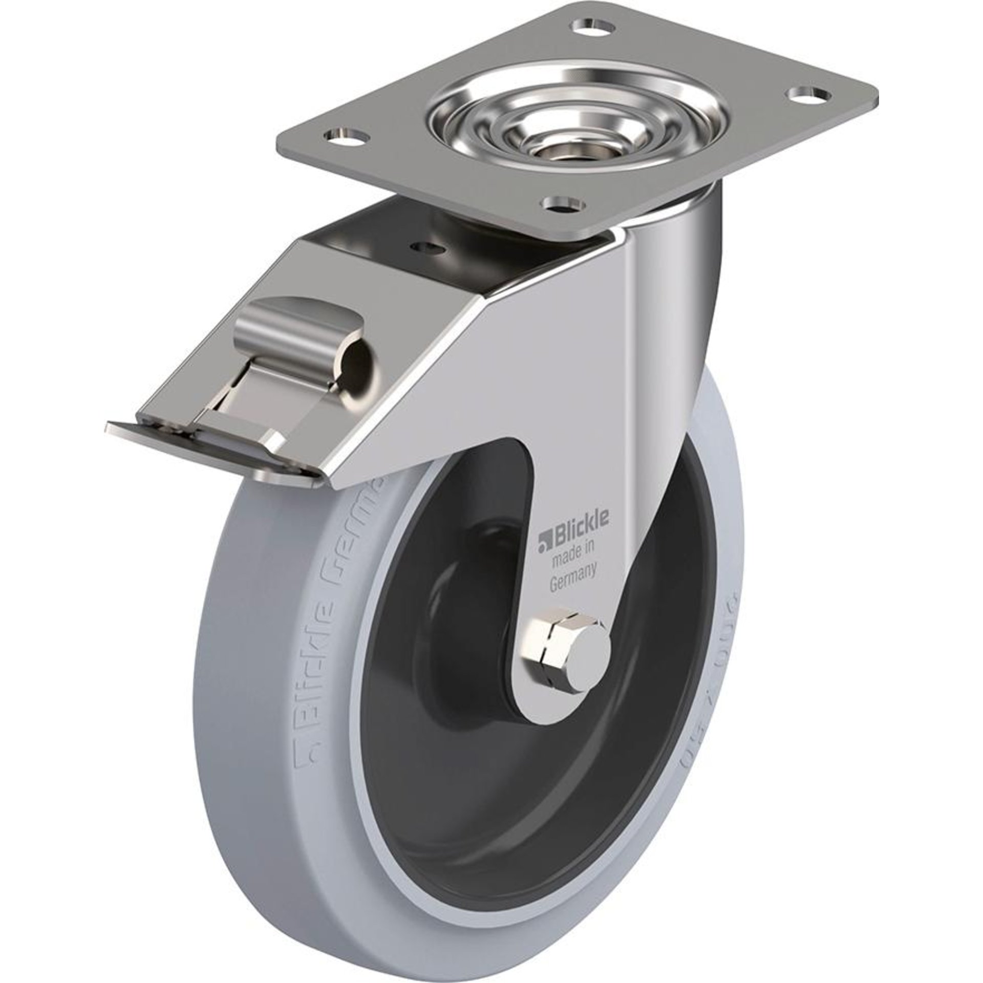 Lenkrolle m. Feststeller Rad-D200mm Gummi LEX-POEV 200XR-FI-SG