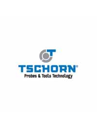 TSCHORN Logo – das Logo zeigt oben ein stilisiertes, rundes Symbol in Grau und Blau mit den Buchstaben „T