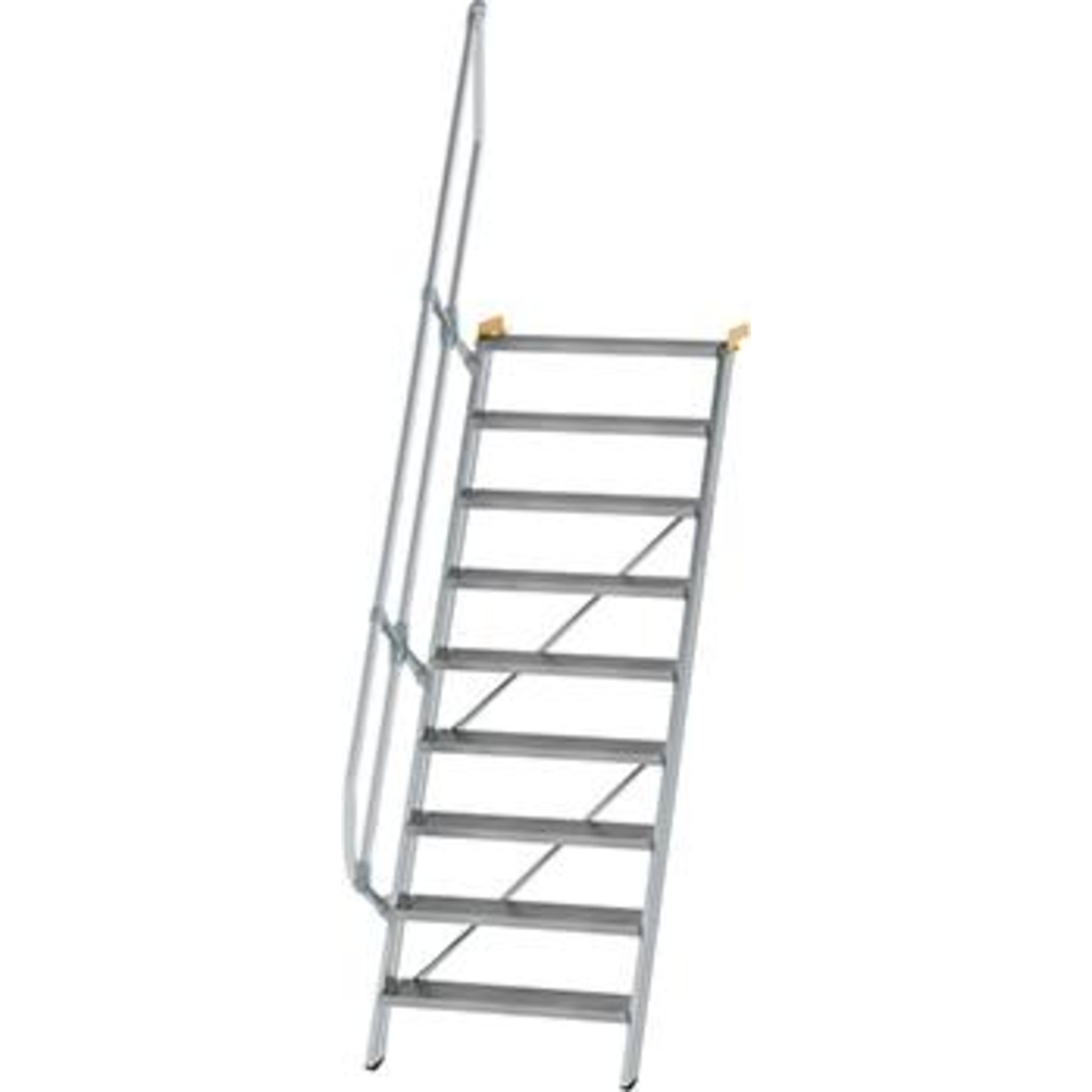 Alu-Treppe 60 Grad 9 Stufen B 800 mm lichte Höhe 2180 mm Ausladung 1491 mm