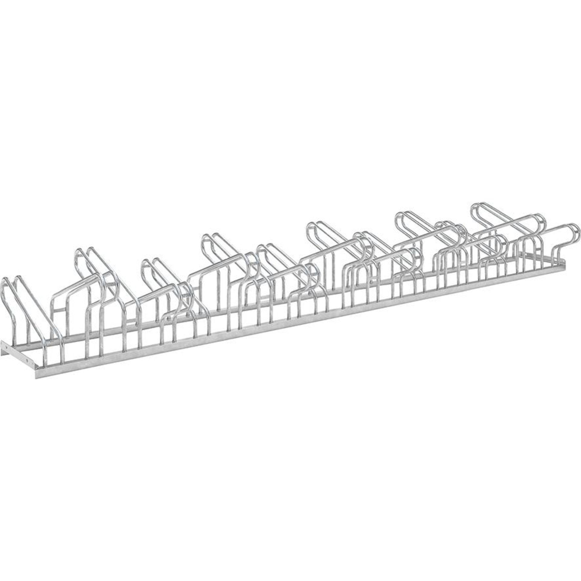 Fahrrad-Bügelparker zweiseitig, verzinkt L 3500 mm, 20 Plätze