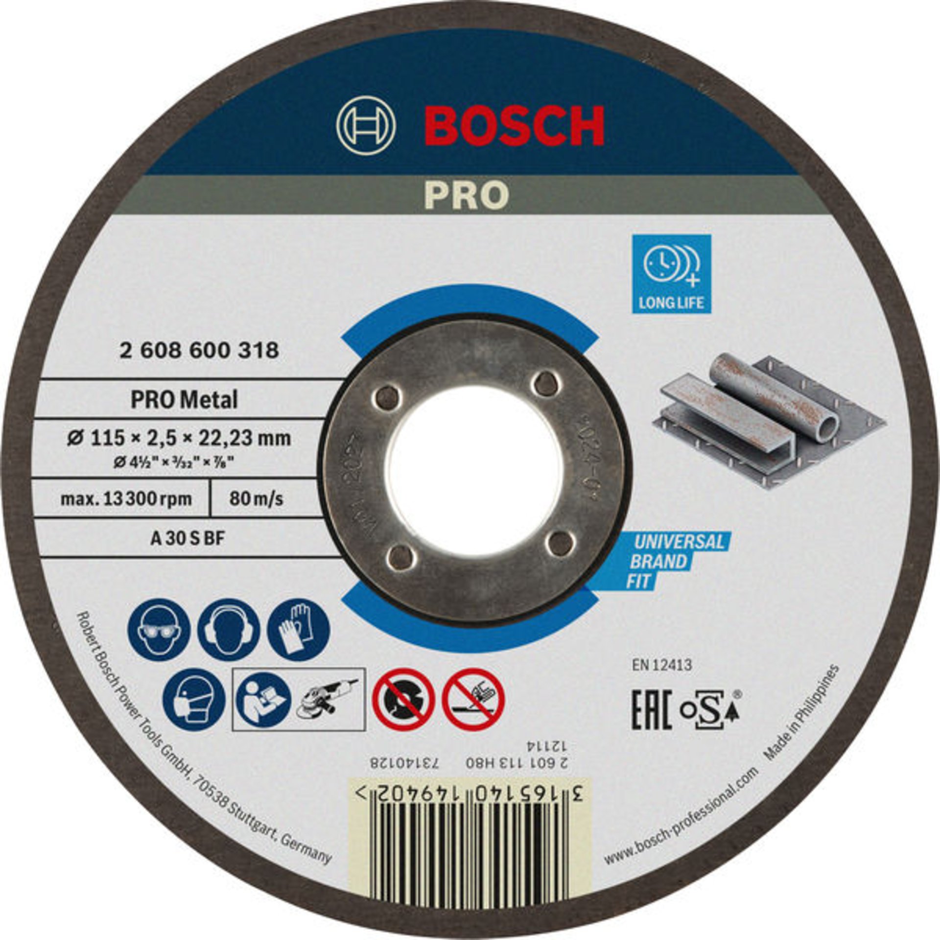 PRO Metal Trennscheibe, 115 x 2.5 x 22.23 mm, gekröpft, oSa