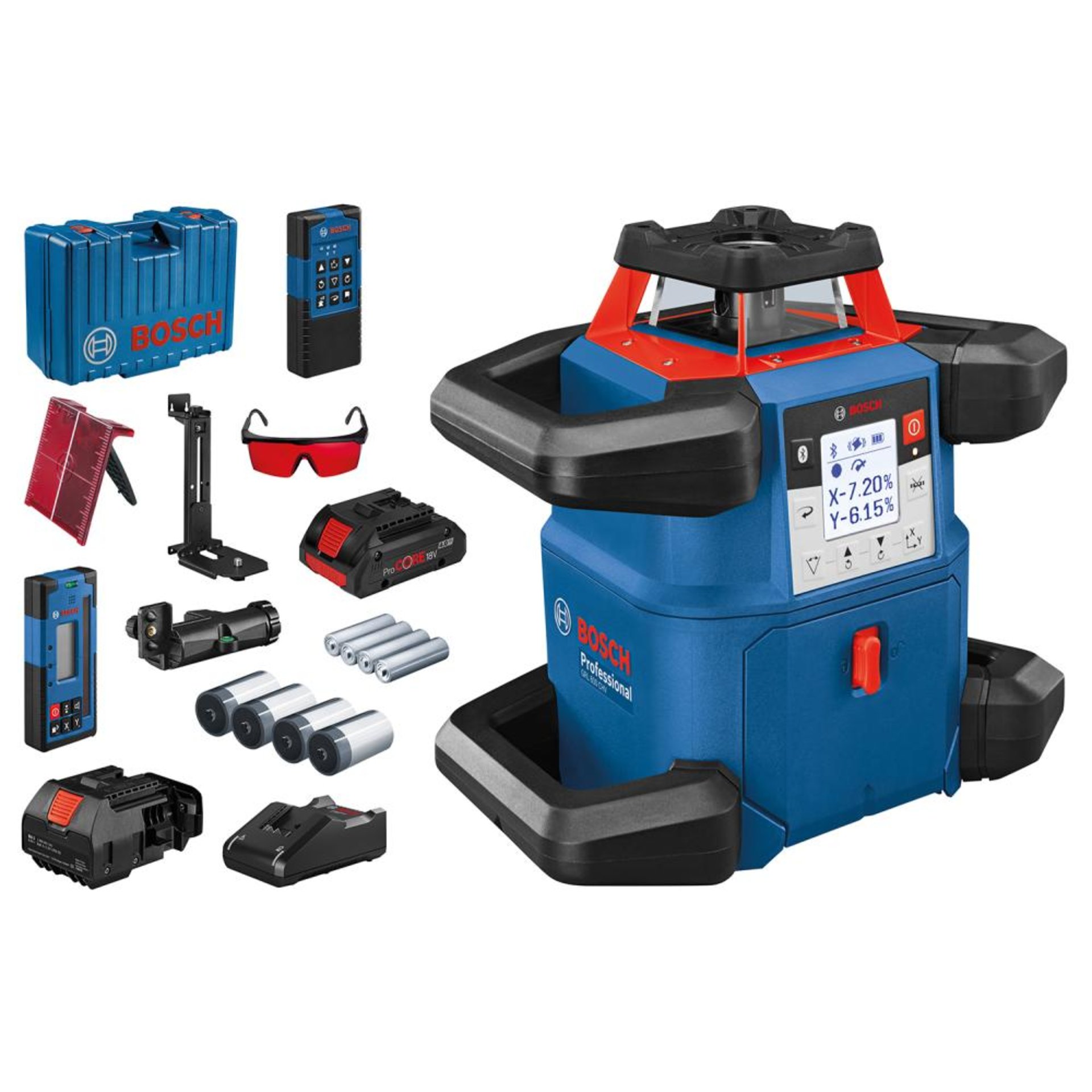 Rotationslaser GRL 600 CHV Bosch 1x18,0 V 4,0 Ah ProCore LadegerätGAL18V-40 Koffer