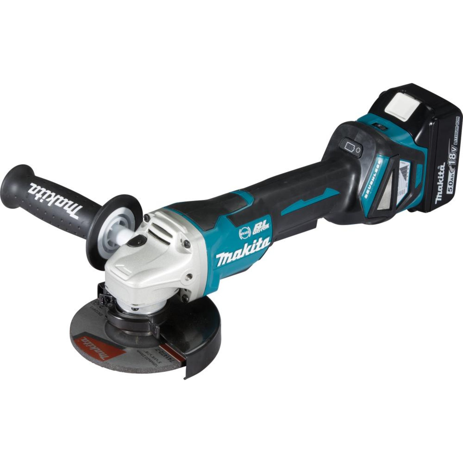 Akku-Winkelschleifer LXT DGA517RTJ Makita 2x18,0V 5,0 Ah Ladegerät DC18RC MAKPAC