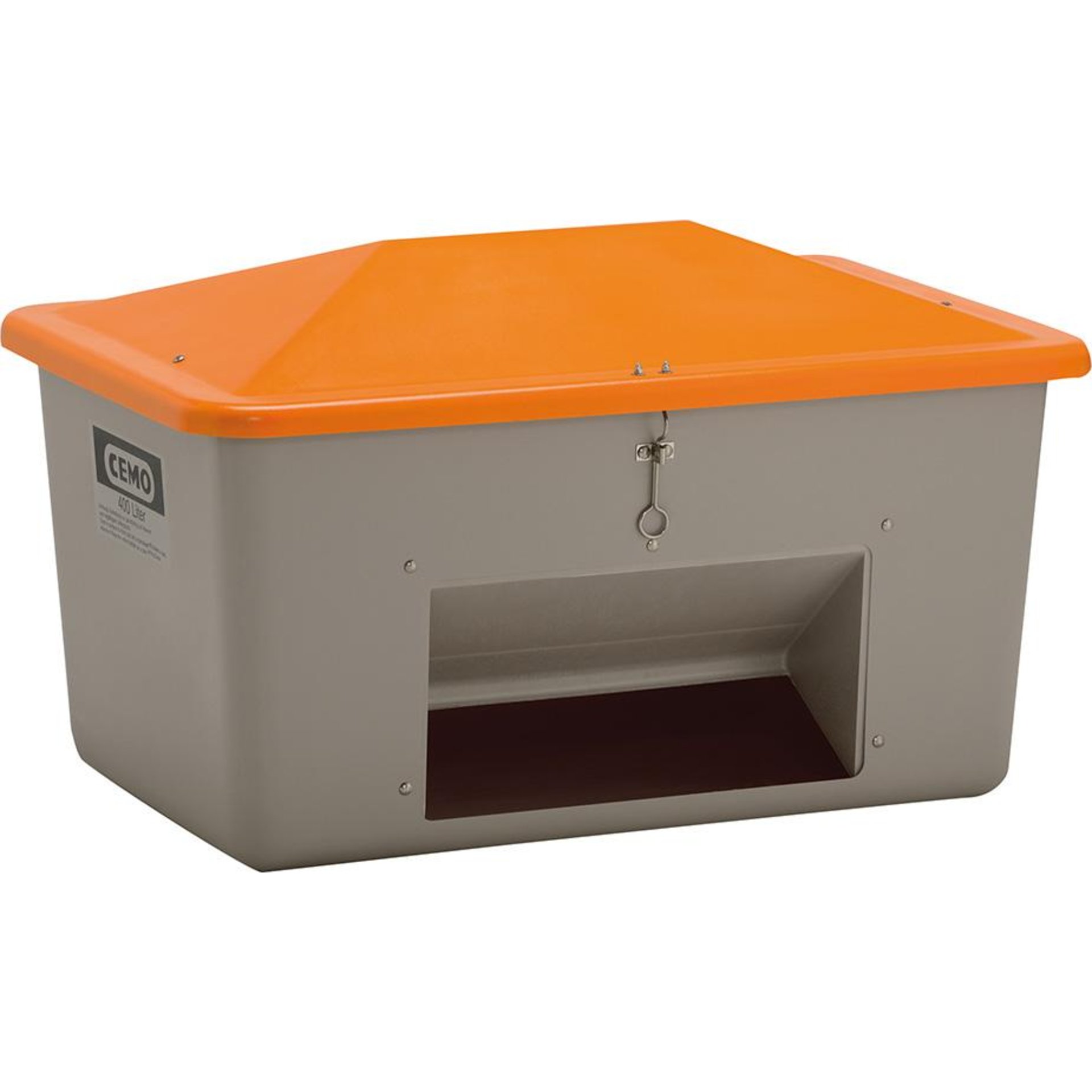 Streugutbehälter 2200 l B2130xT1520xH1240 mm mit Entnahmeöffnung grau/orange CEMO