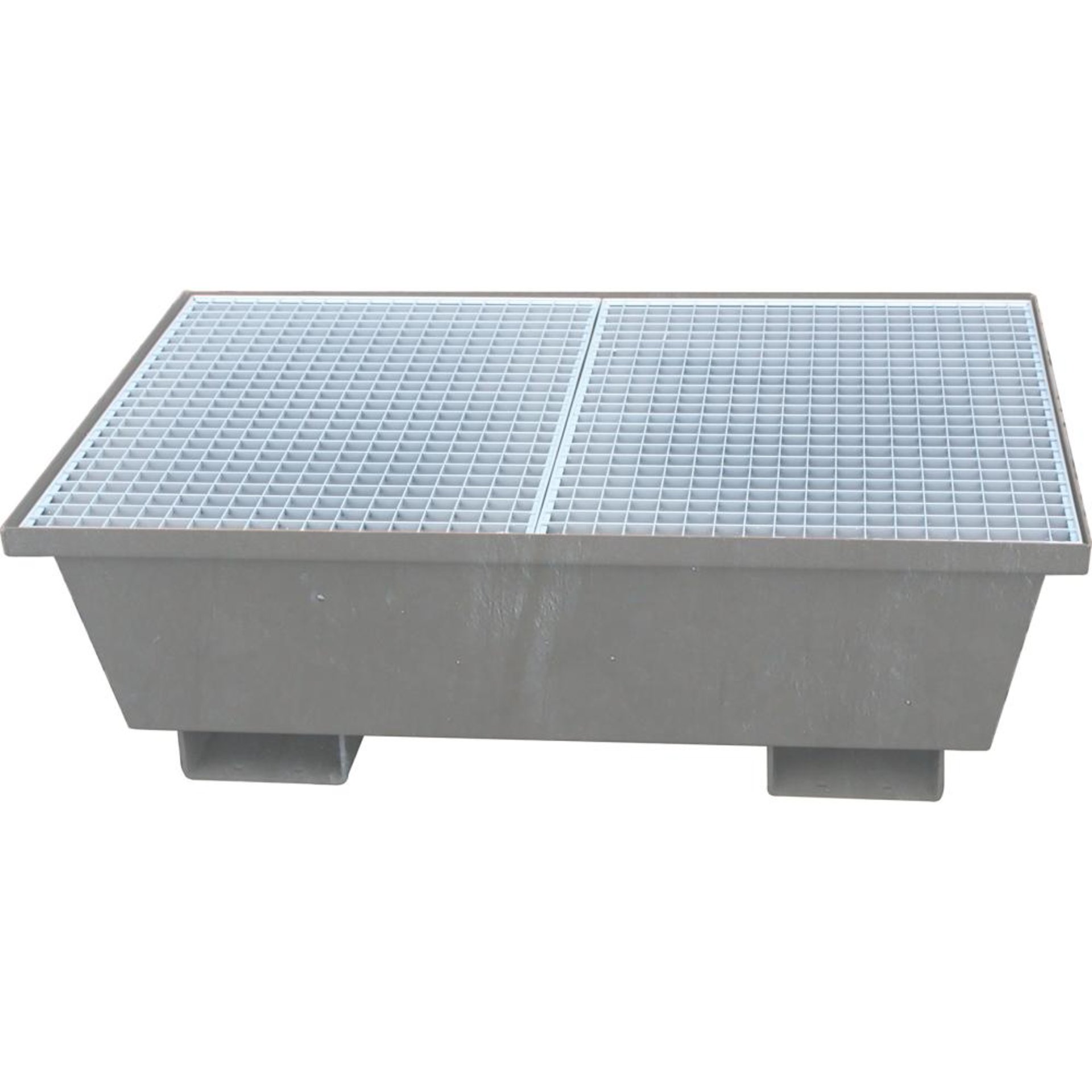 Auffangwanne mit konischen Wänden mit Gitterrost, 240 ltr. 1230x1230x320mm, verz.