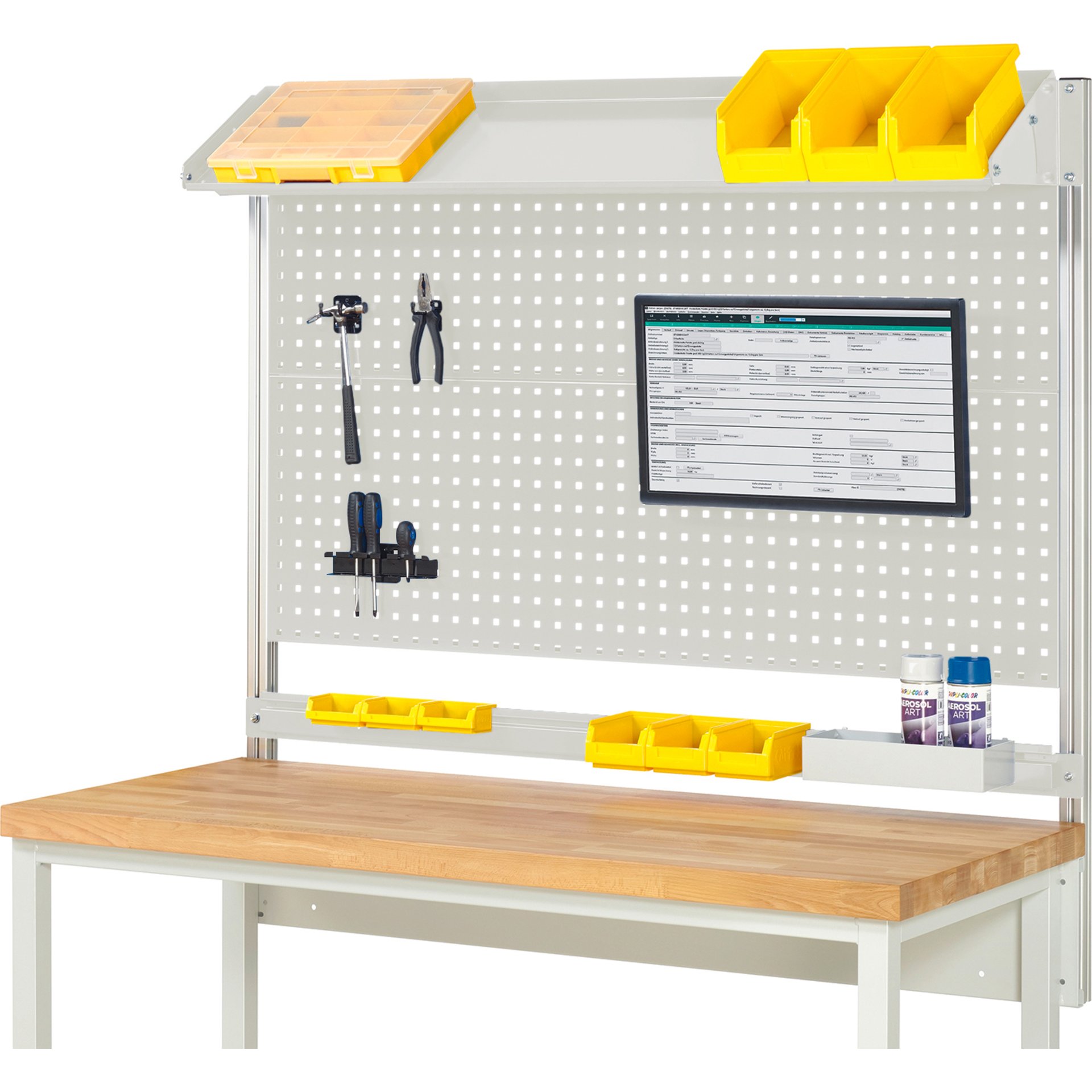 System-Aufbau - Komplettset 02, für Produktbreite 1500 mm, RAL7035/RAL7035