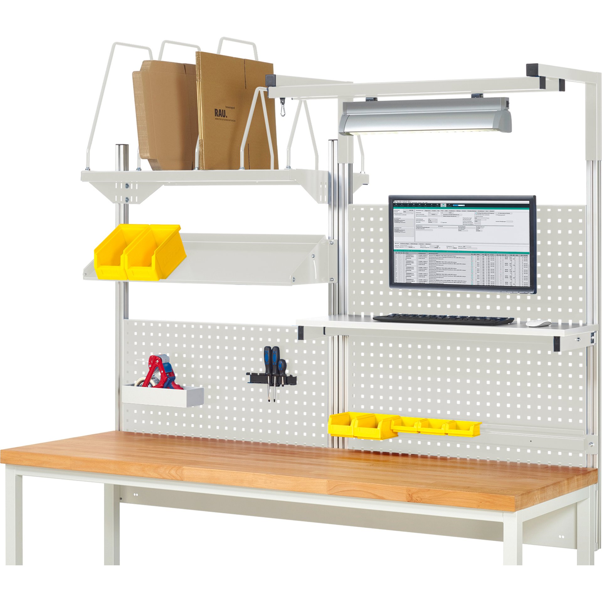 System-Aufbau - Komplettset 06, für Produktbreite 2000 mm, RAL7035/RAL7035