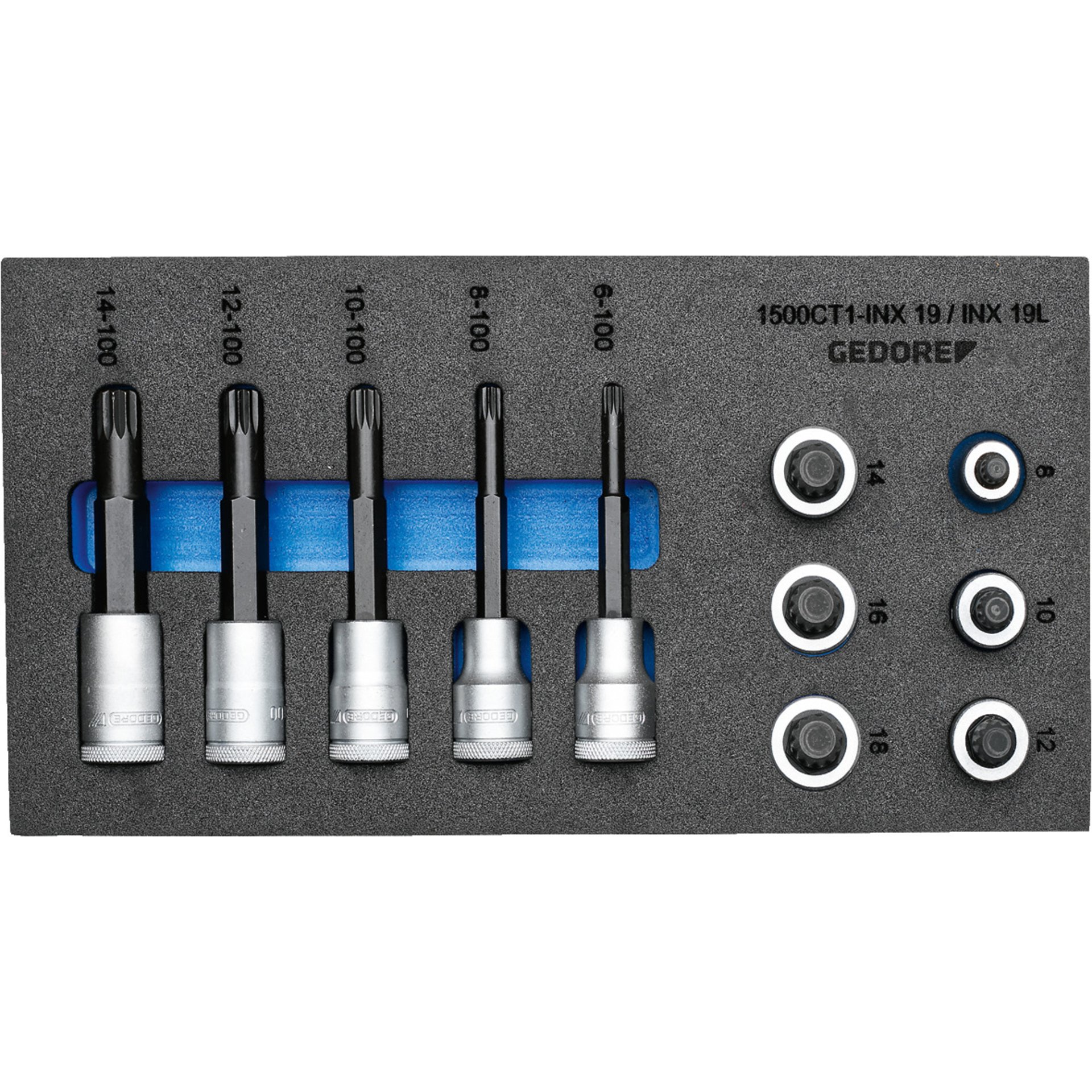1500 CT1-INX 19 LK Satz Schraubendrehereinsätze 1/2" in Check-Tool-Modul