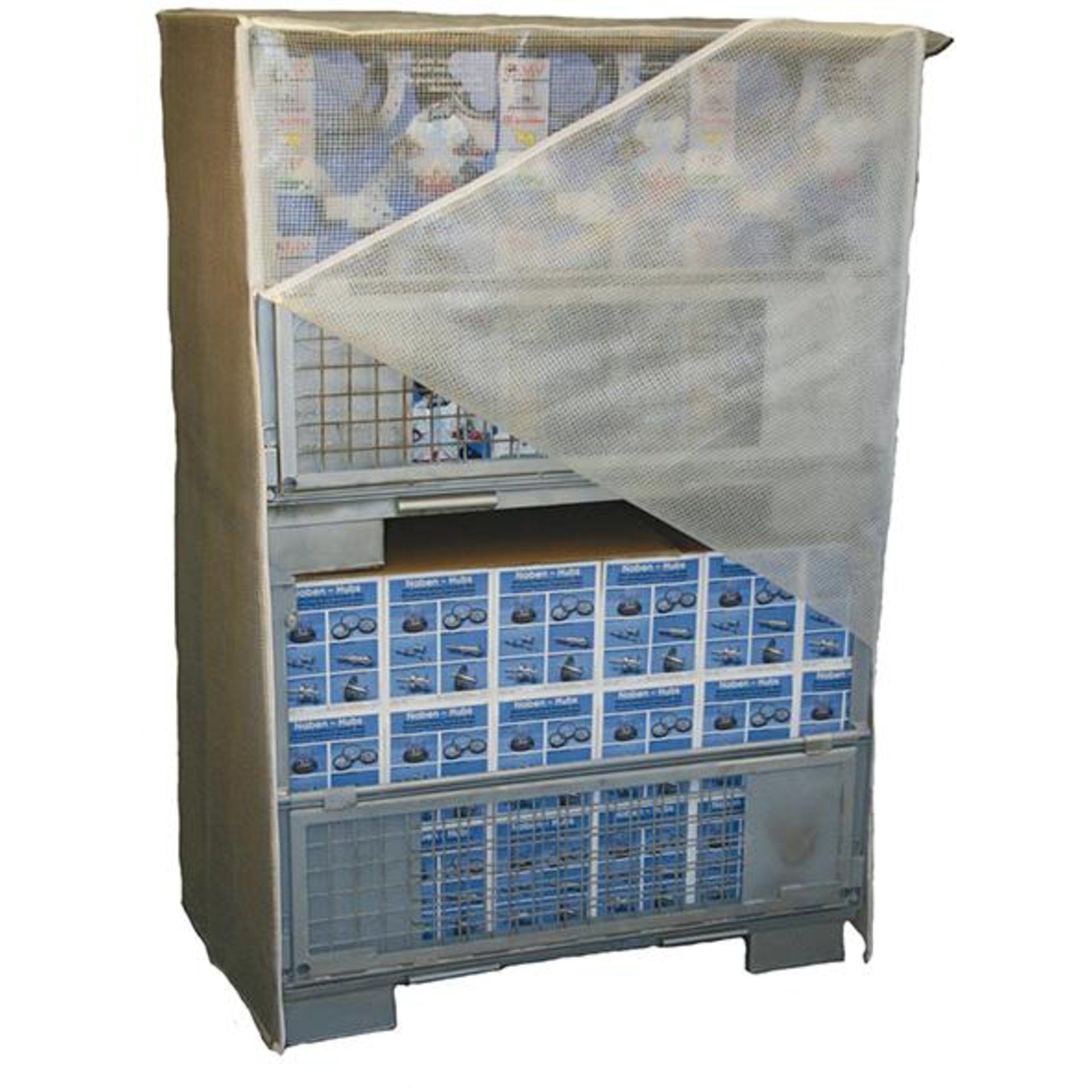 Abdeckhaube für GitterboxB1250xT850xH1930 mm mit Reißverschluss transparent