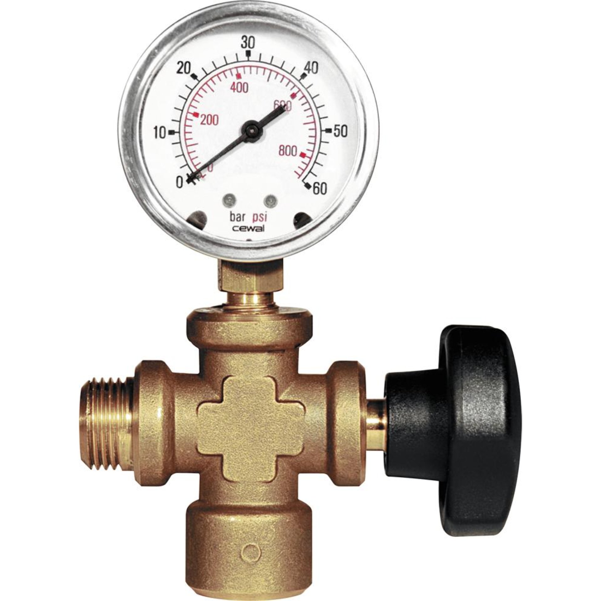 Anschlussstück mit Absperrventil Rems mit Manometer, p d 6 MPa/60 bar/870 psi