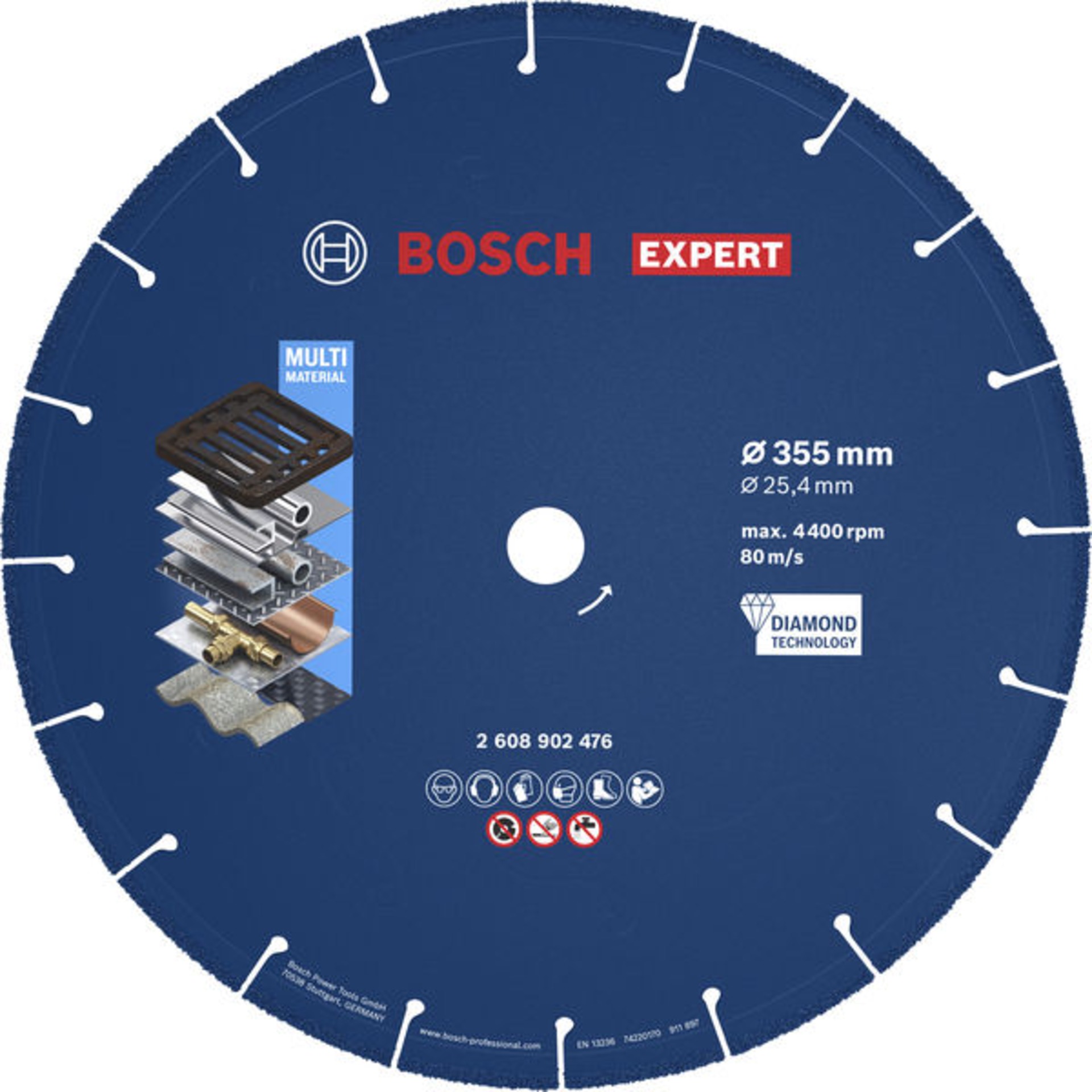 EXPERT Metal Diamanttrennscheibe, 355 x 25,4 mm. Für Metalltrennsägen