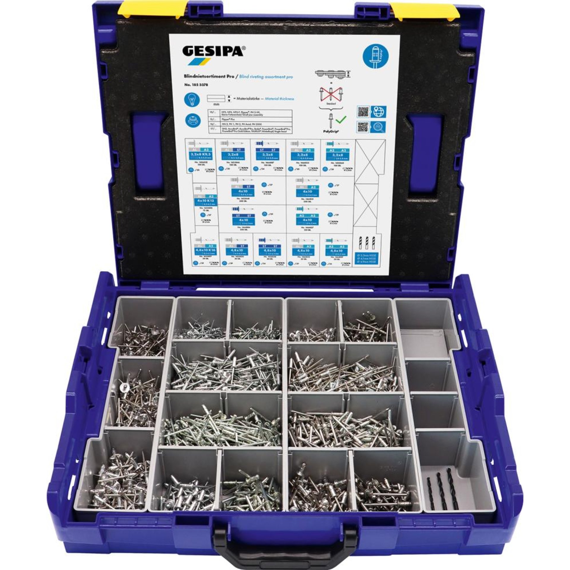 Blindniet-Sortiment Pro Blindniete PolyGrip inkl. 15 Abmessungen GESIPA