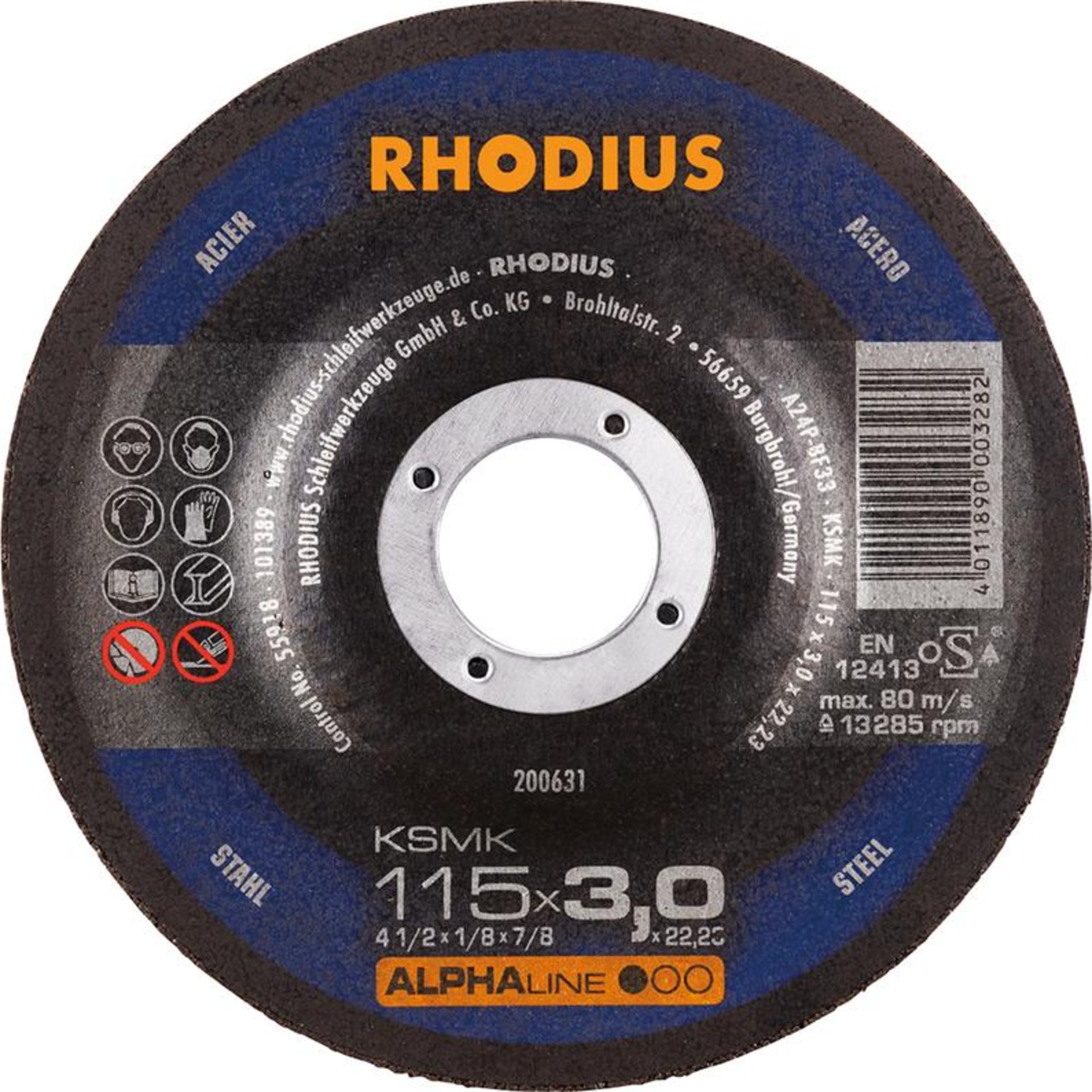 Trennscheibe KSMK 115 x 3,0mm gekr. Rhodius