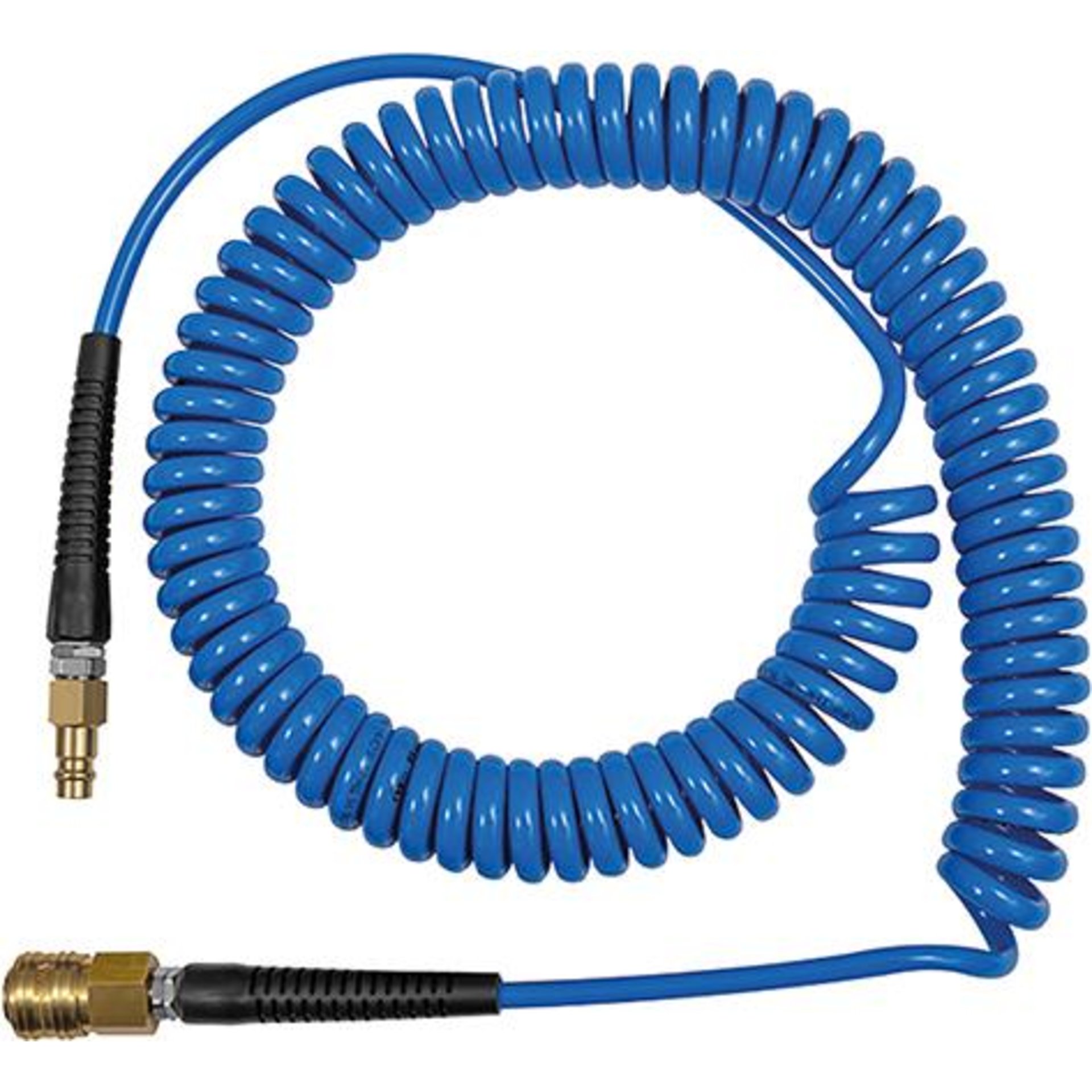 Spiralschlauch aus PU, mit Verschraubung, mit Verschlusskupplung und Stecker