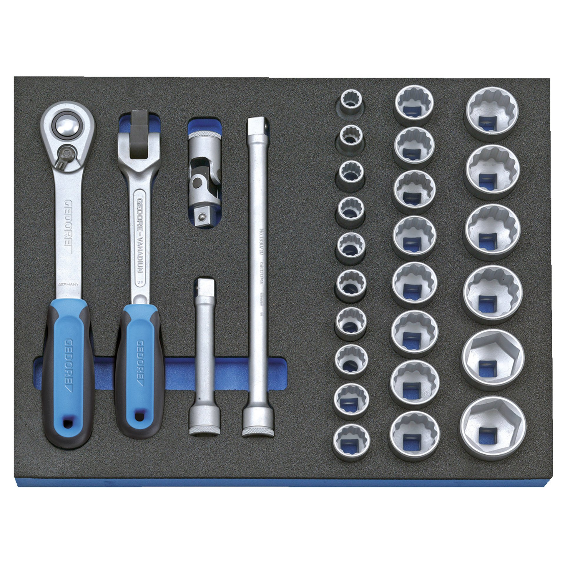 2005 CT2-D 19 Steckschlüssel-Sortiment 1/2" in Check-Tool-Modul, 29-teilig