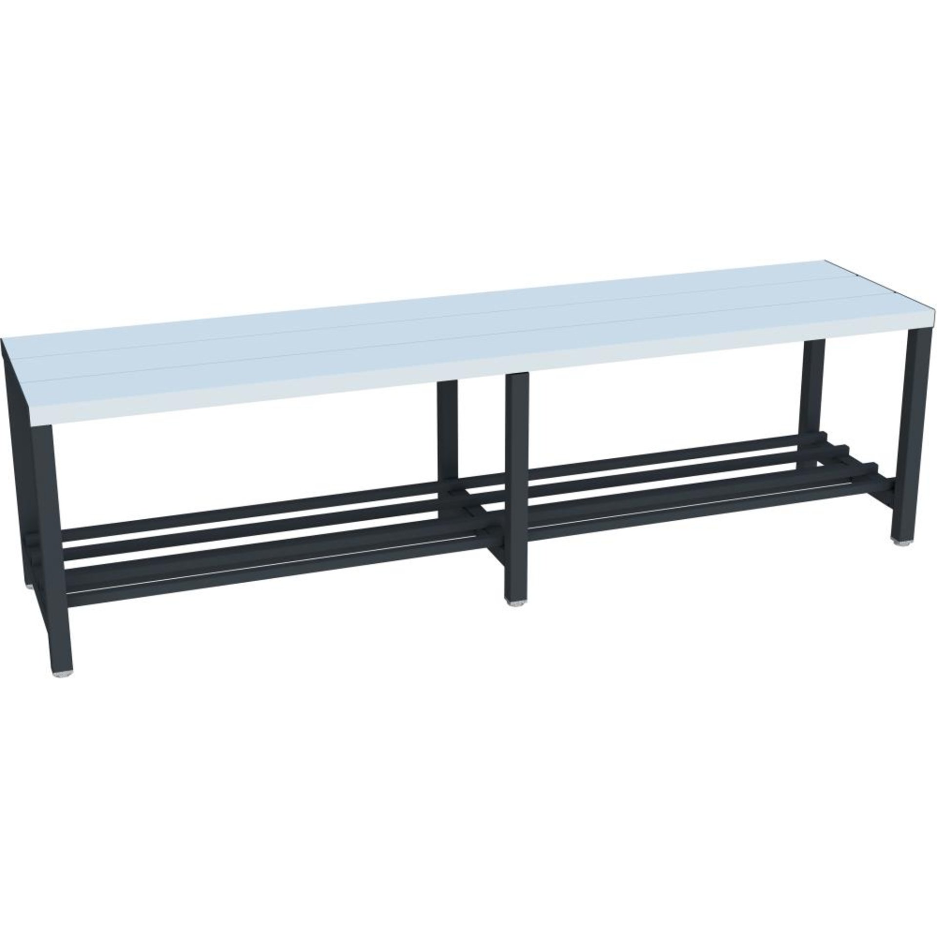 Umkleidesitzbank PVC mit Schuhrost, einseitig RAL 7016 B1500xT370xH430mm