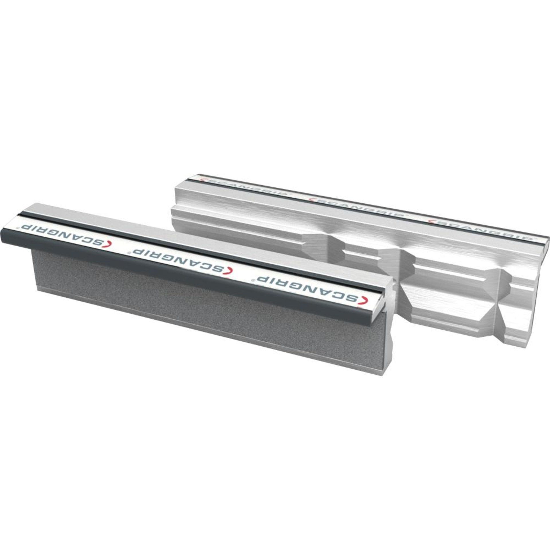 Magnet-Schraubstock-Schonbacken aus Aluminiumprofil, 3 unterschiedlich großen Prismen