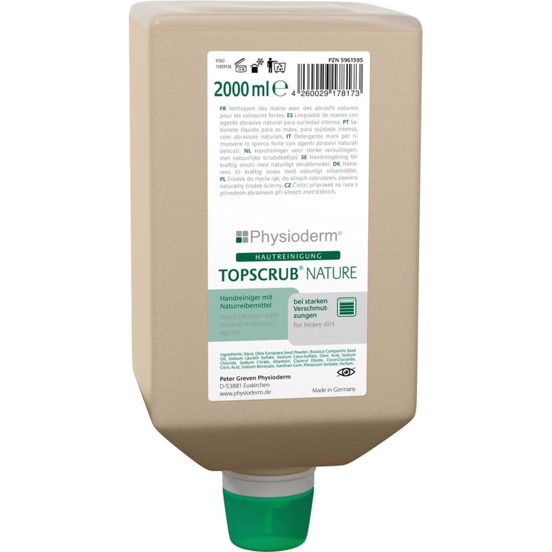 Topscrub nature 2000 ml Varioflasche Handreiniger Naturreibem.Physioderm