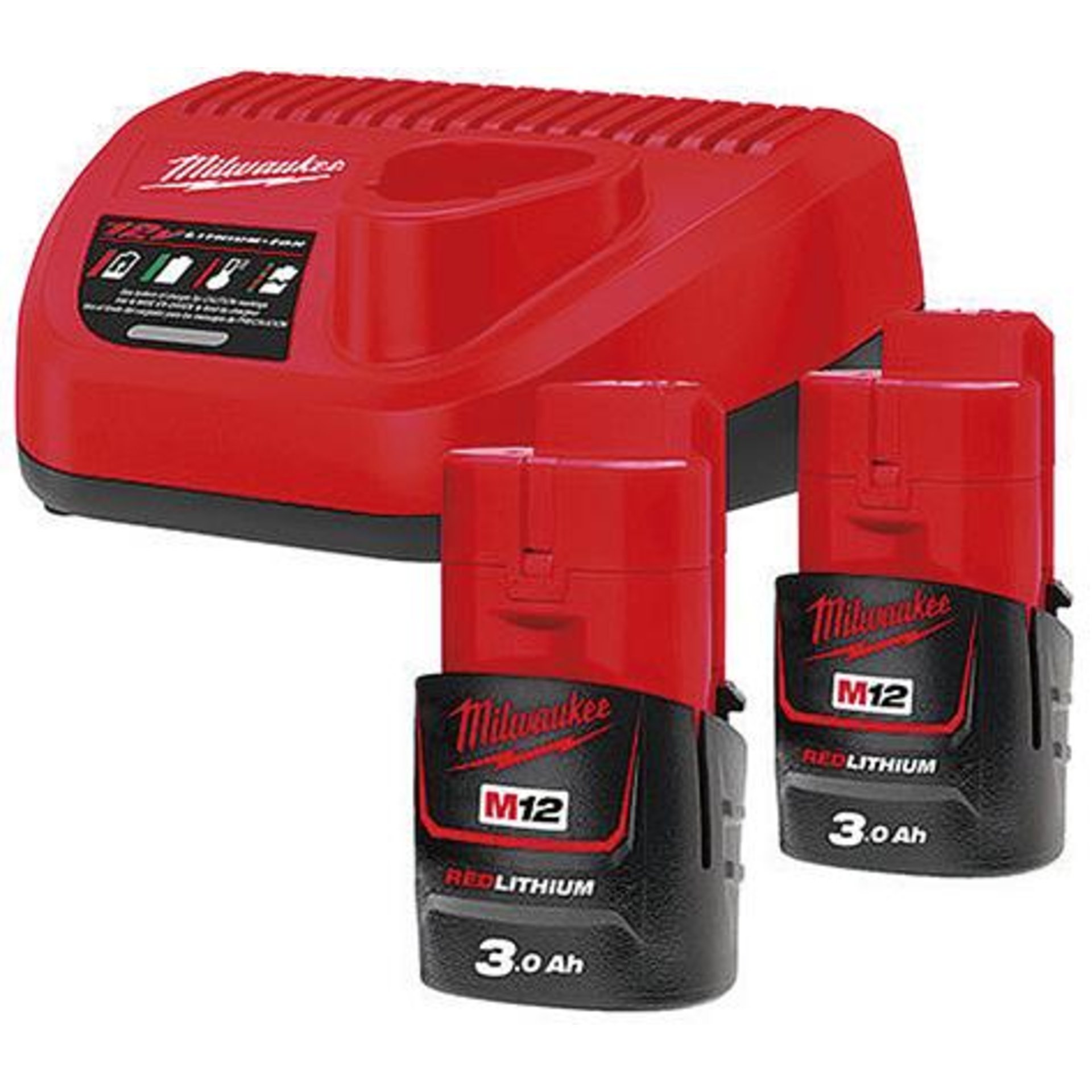 Akku-Starter Set M12 NRG-302 Milwaukee 2x12,0 V 3,0 Ah Ladegerät C12 C Karton