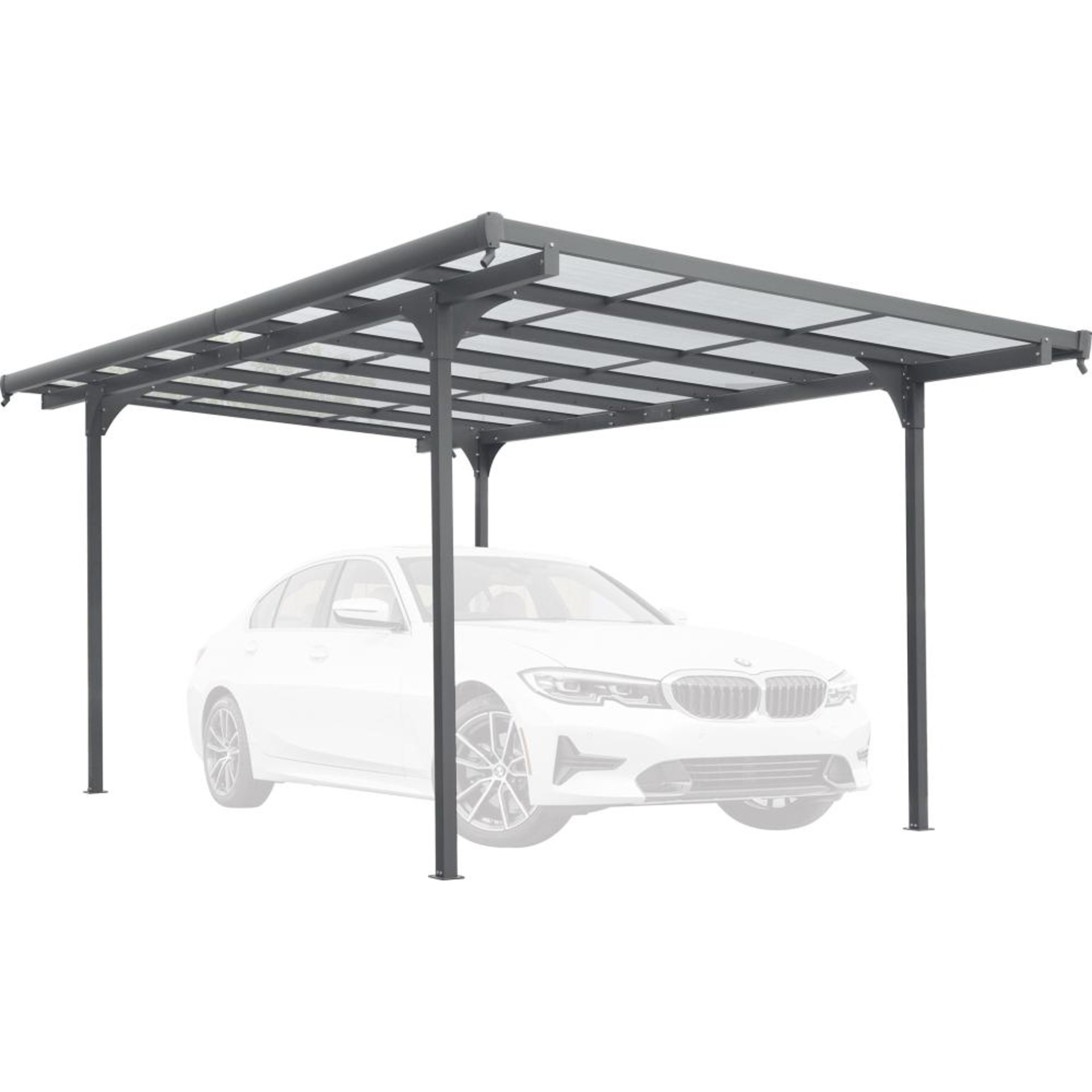Carport 6M mit 6 mm Patten 299 x 496 x 210/226 cm