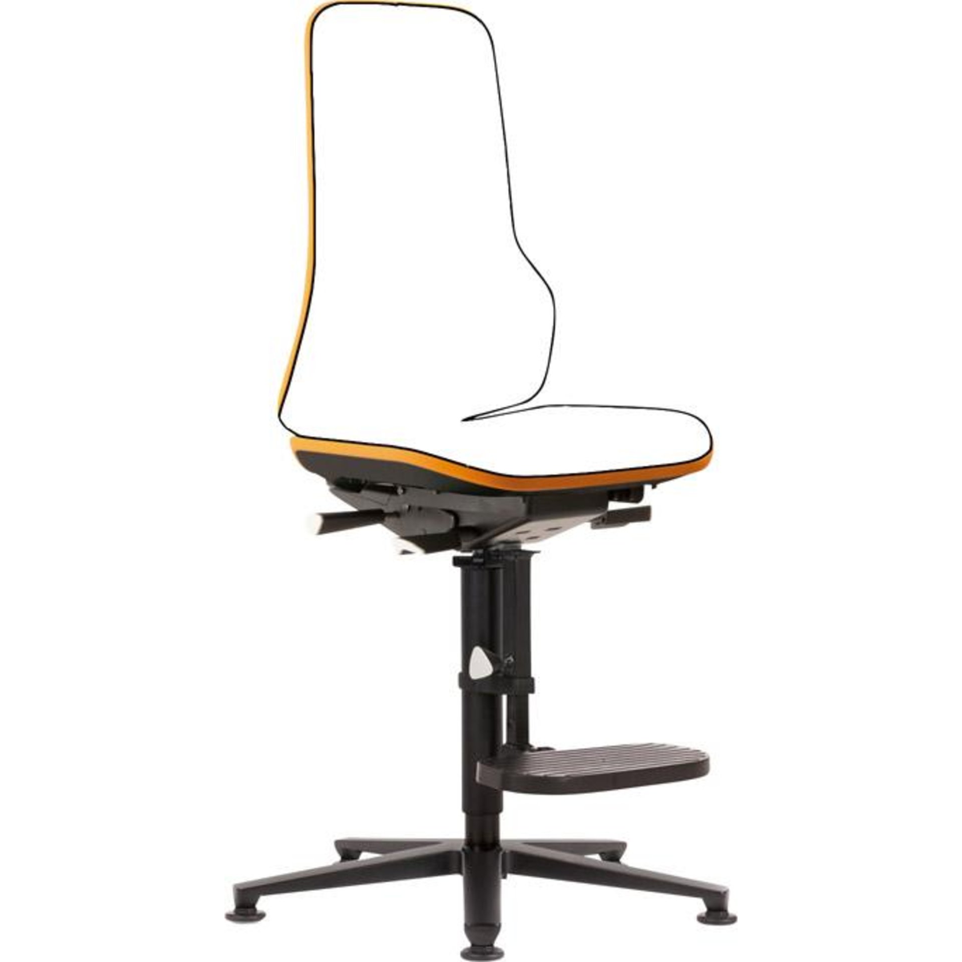 Bimos Arbeitsstuhl Neon orange,ohne Polster Sitzhöhe 590-870 mm m. Gleiter/Aufstiegshilfe