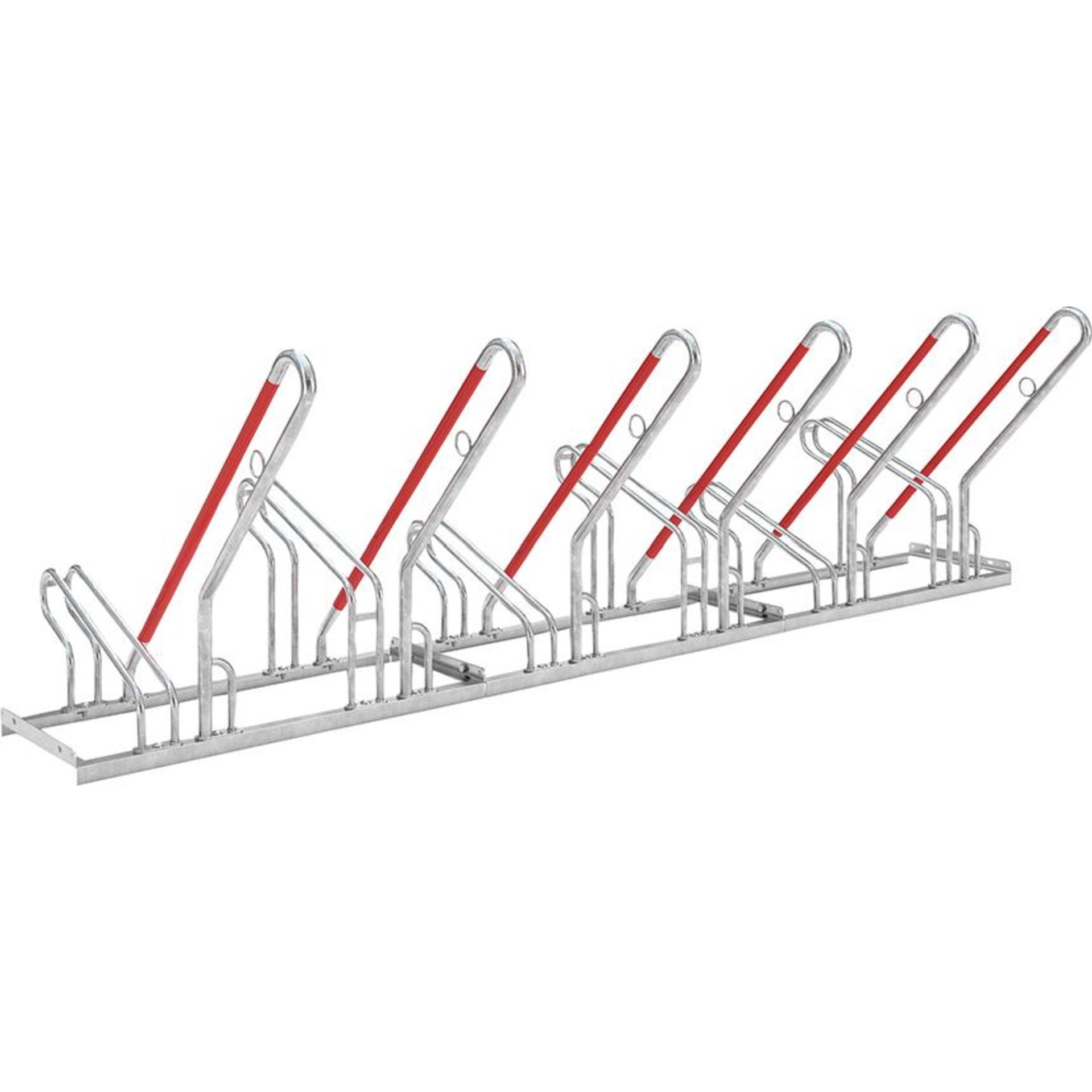 Fahrrad-Anlehnparker einseitig, verzinkt L 3000 mm, 6 Plätze
