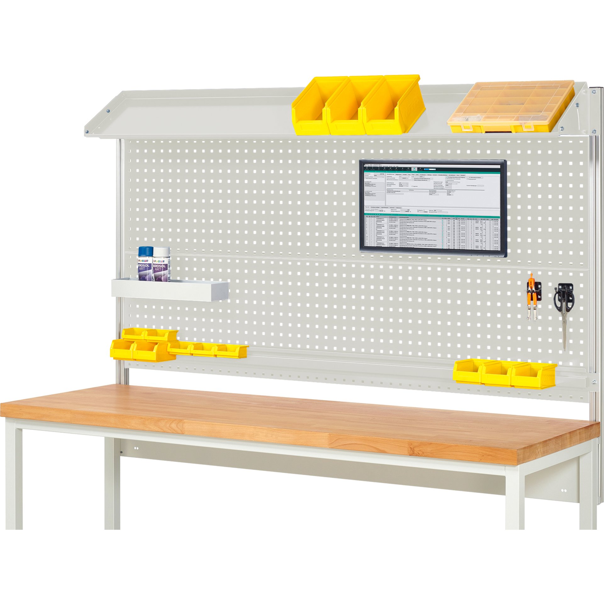 System-Aufbau - Komplettset 02, für Produktbreite 2000 mm, RAL7035/RAL7035