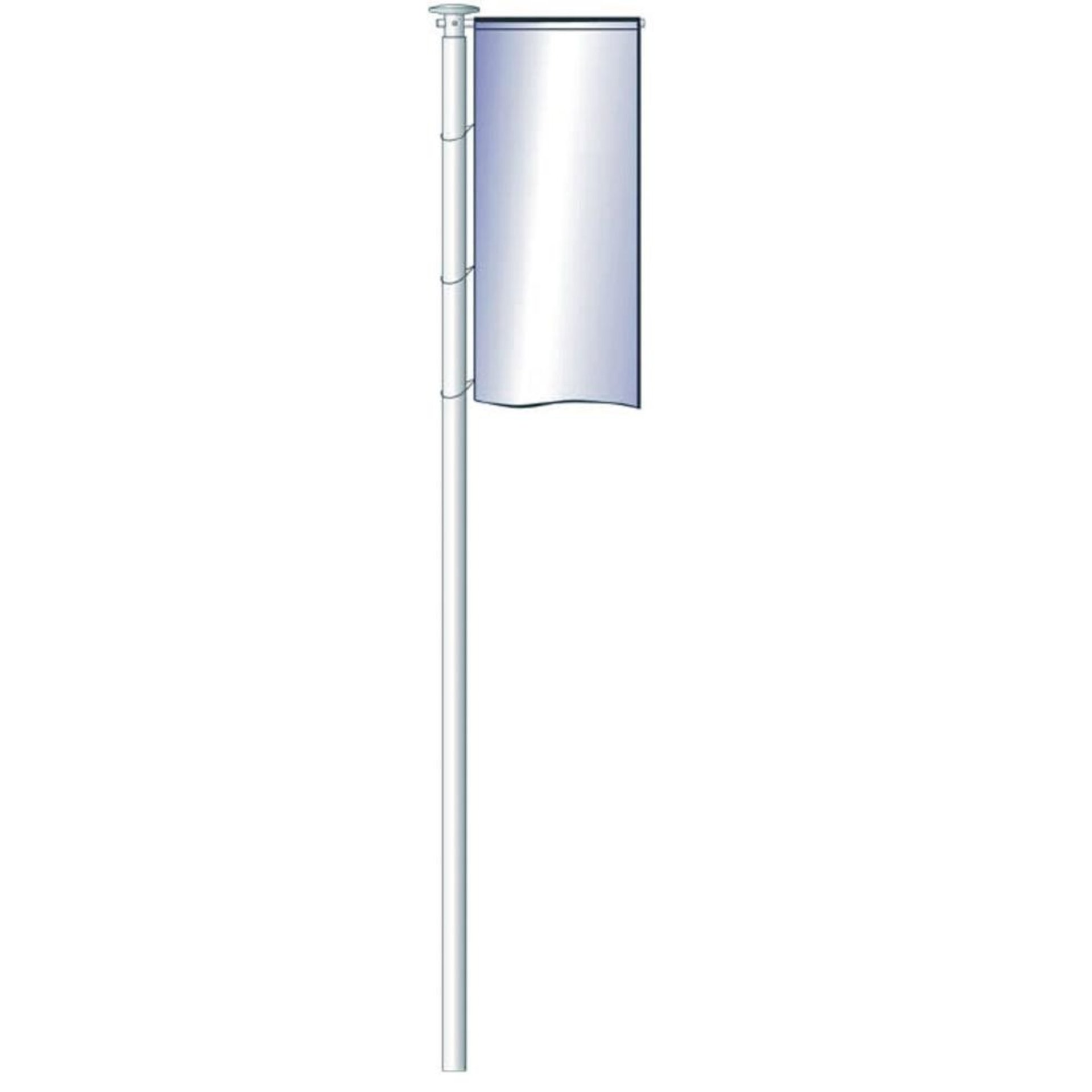 Zylindrischer Aluminium-Fahnenmast mit Ausleger, H-DKA  hissbar