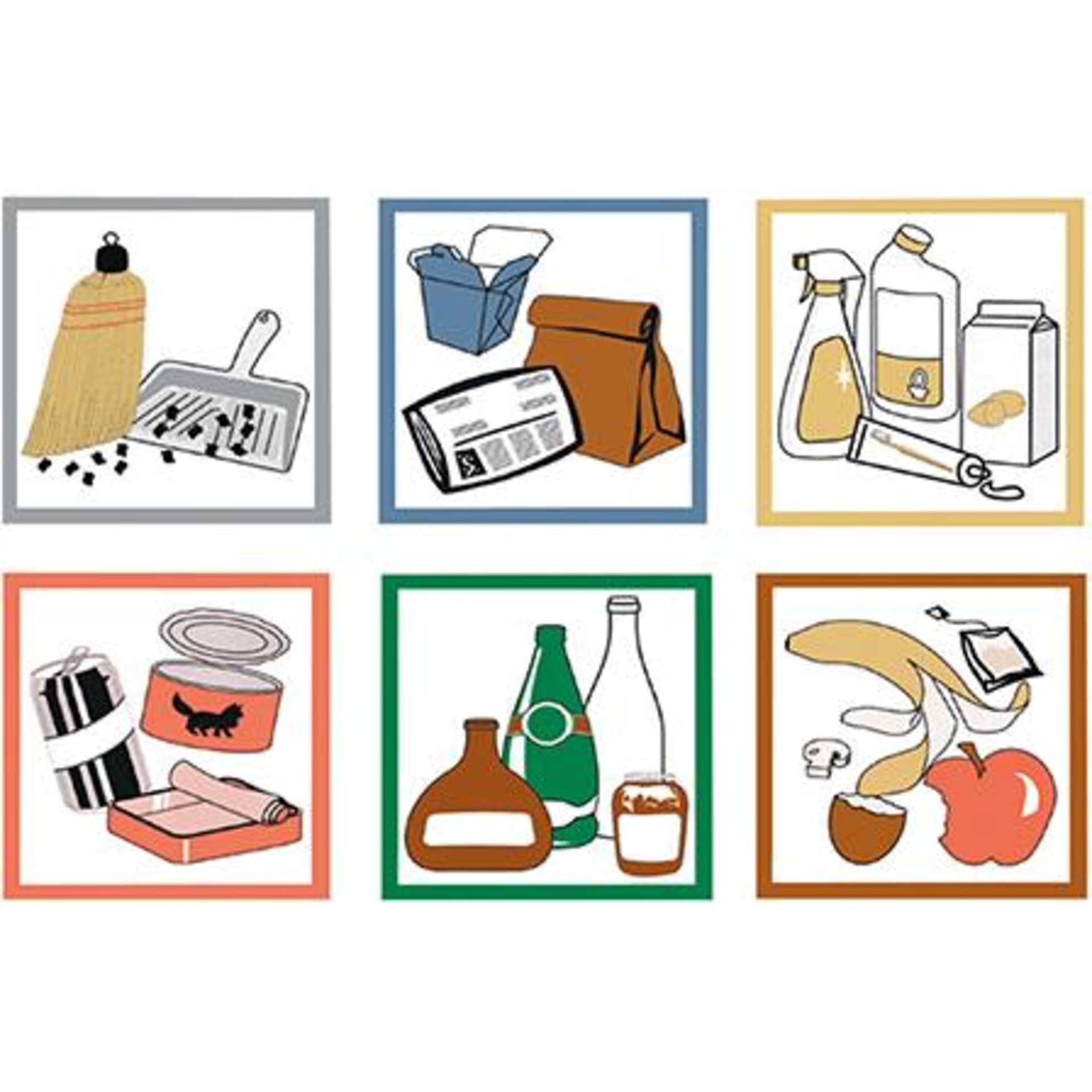 Piktogramm-Aufkleber-Set 6-tlg farbig stumpf