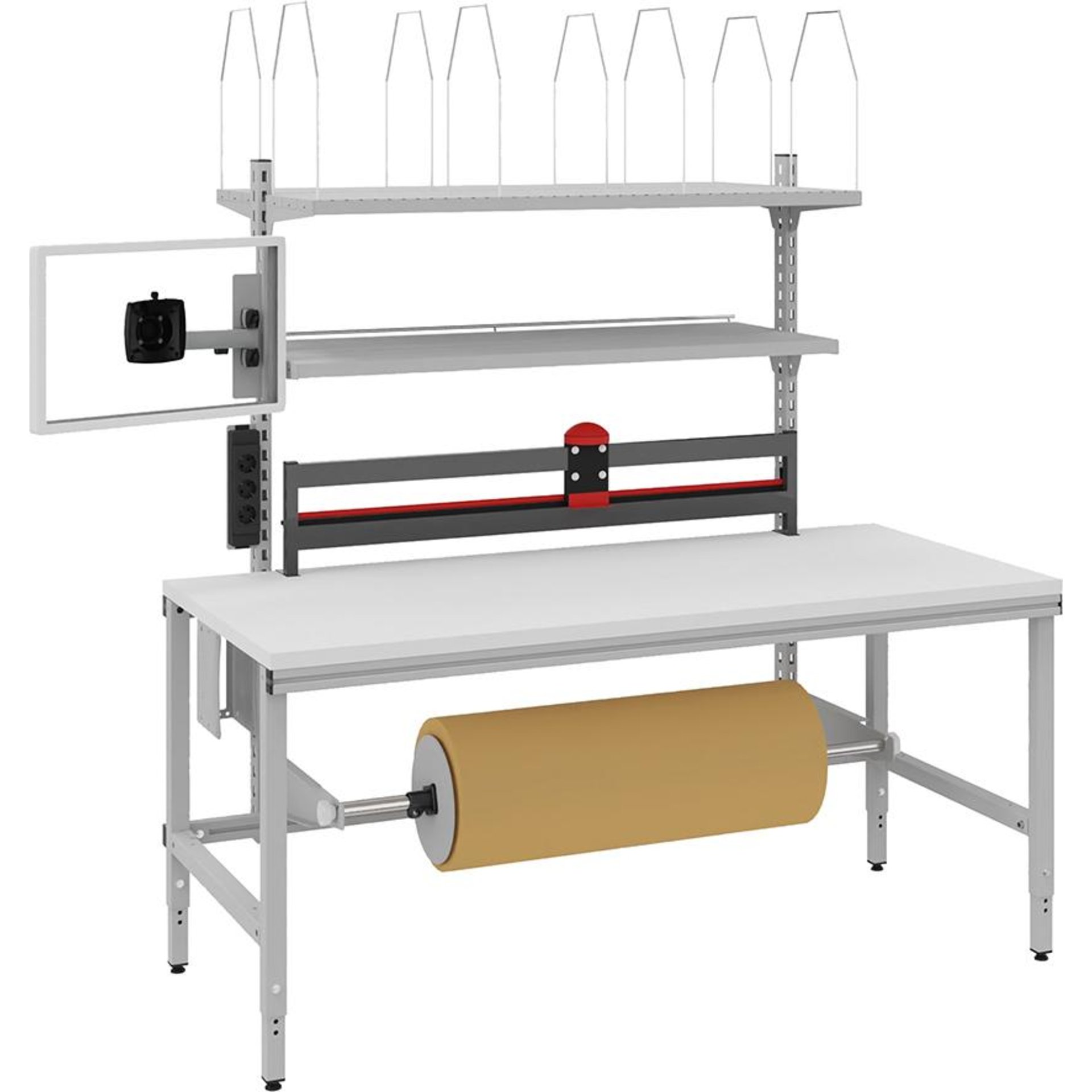 Verpackungstisch OK-V5 B1685xT800xH718-1018mm manuell verstellbar Tischplatte Melamin