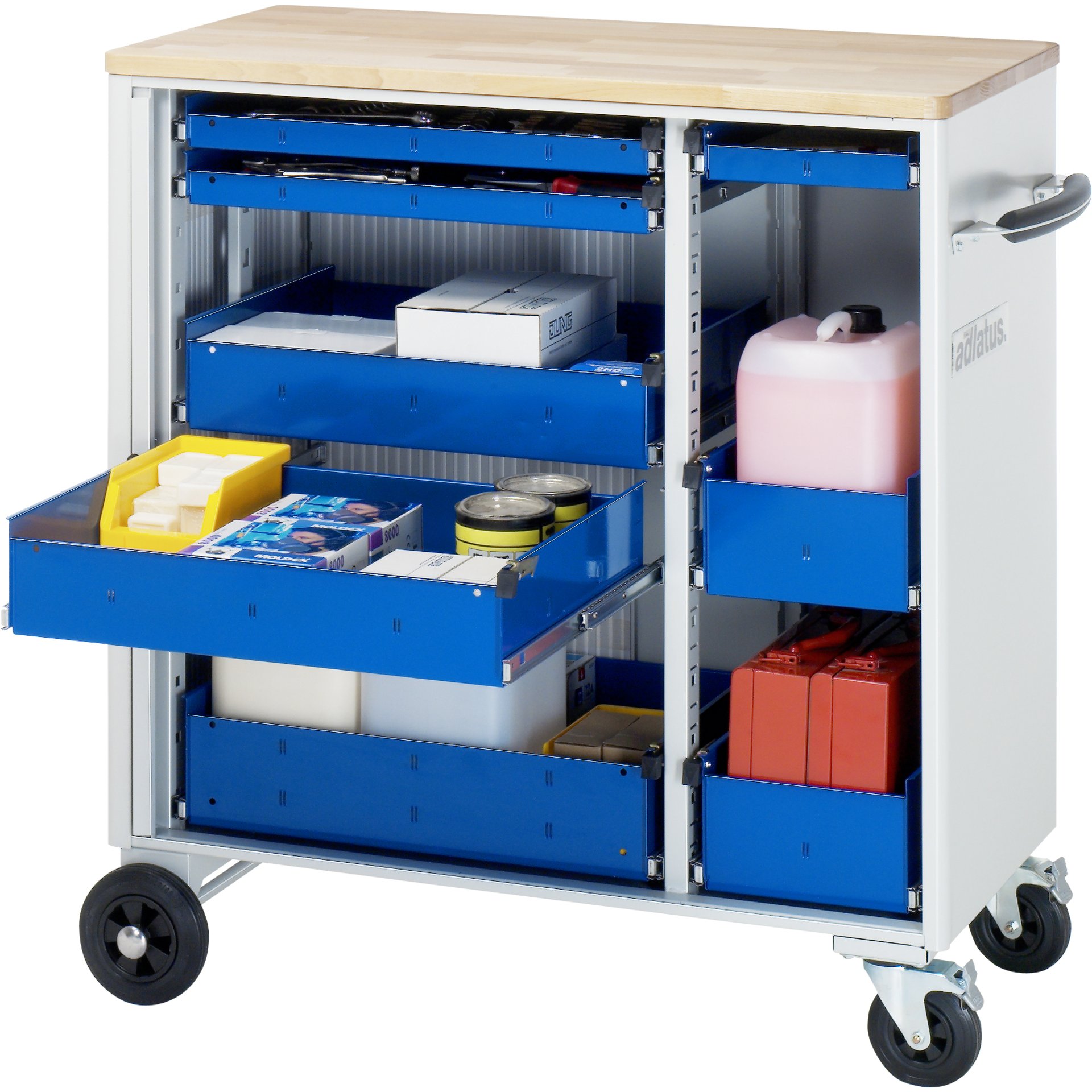 Werkzeugwagen 10810, B1025xT520xH1080mm, 8xSchublade-VA, Buche-Top-25mm