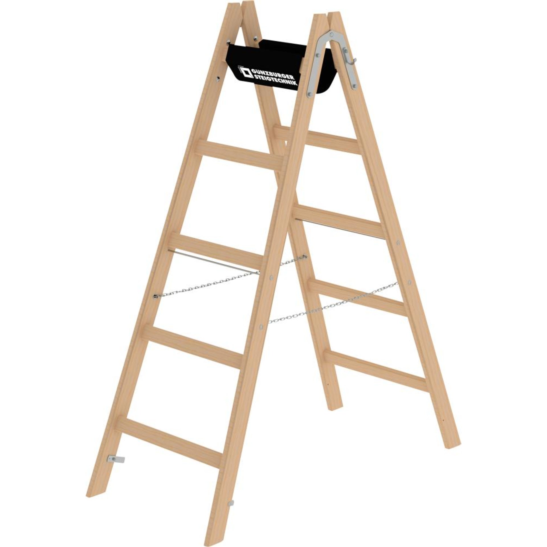 Holz-Stehleiter 2x5 Sprossen Leiterlänge 1,51 m Arbeitshöhe bis 2,80 m