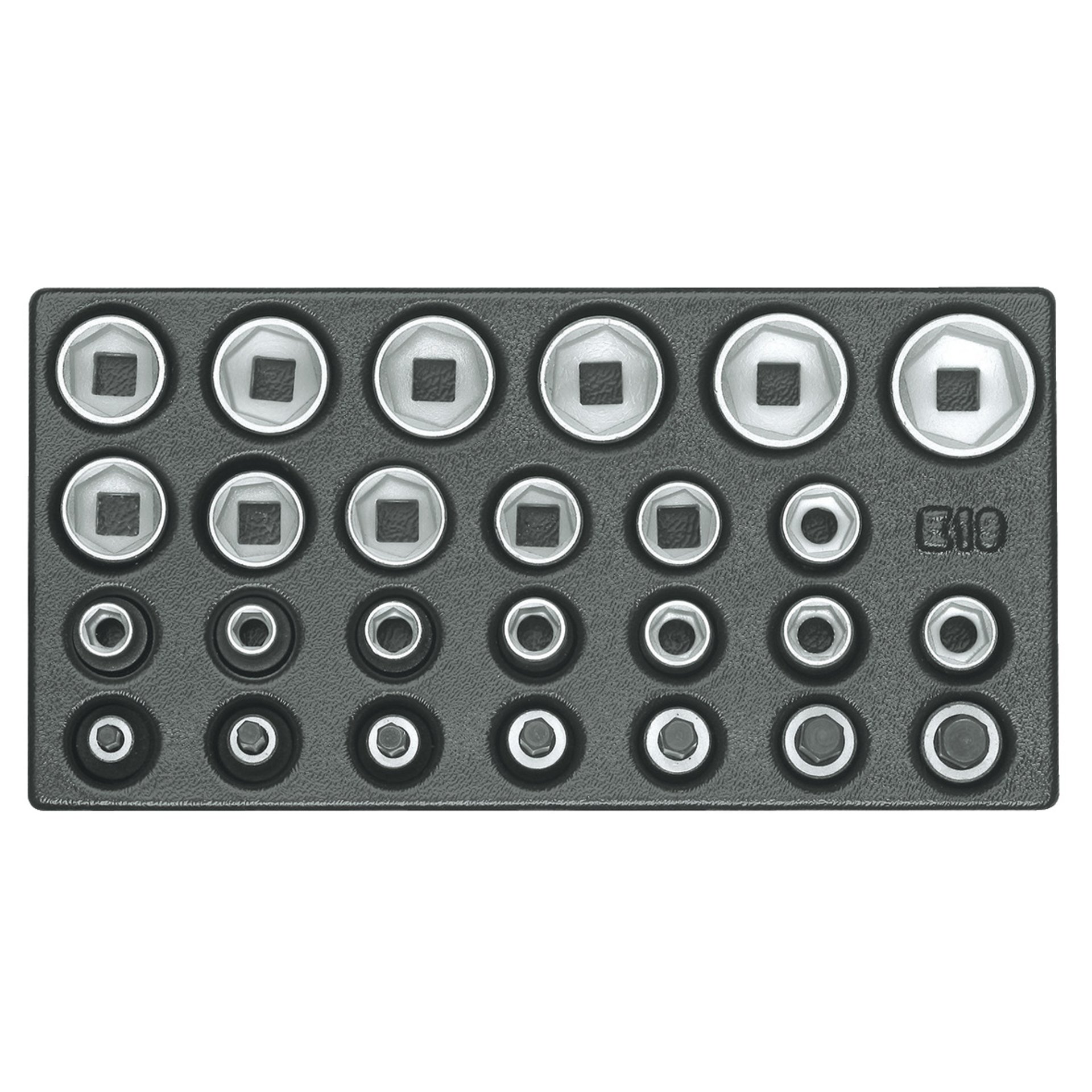 1500 ES-19 Satz Steckschlüsseleinsätze 1/2", 6-kant, in 1/3 ES-Modul