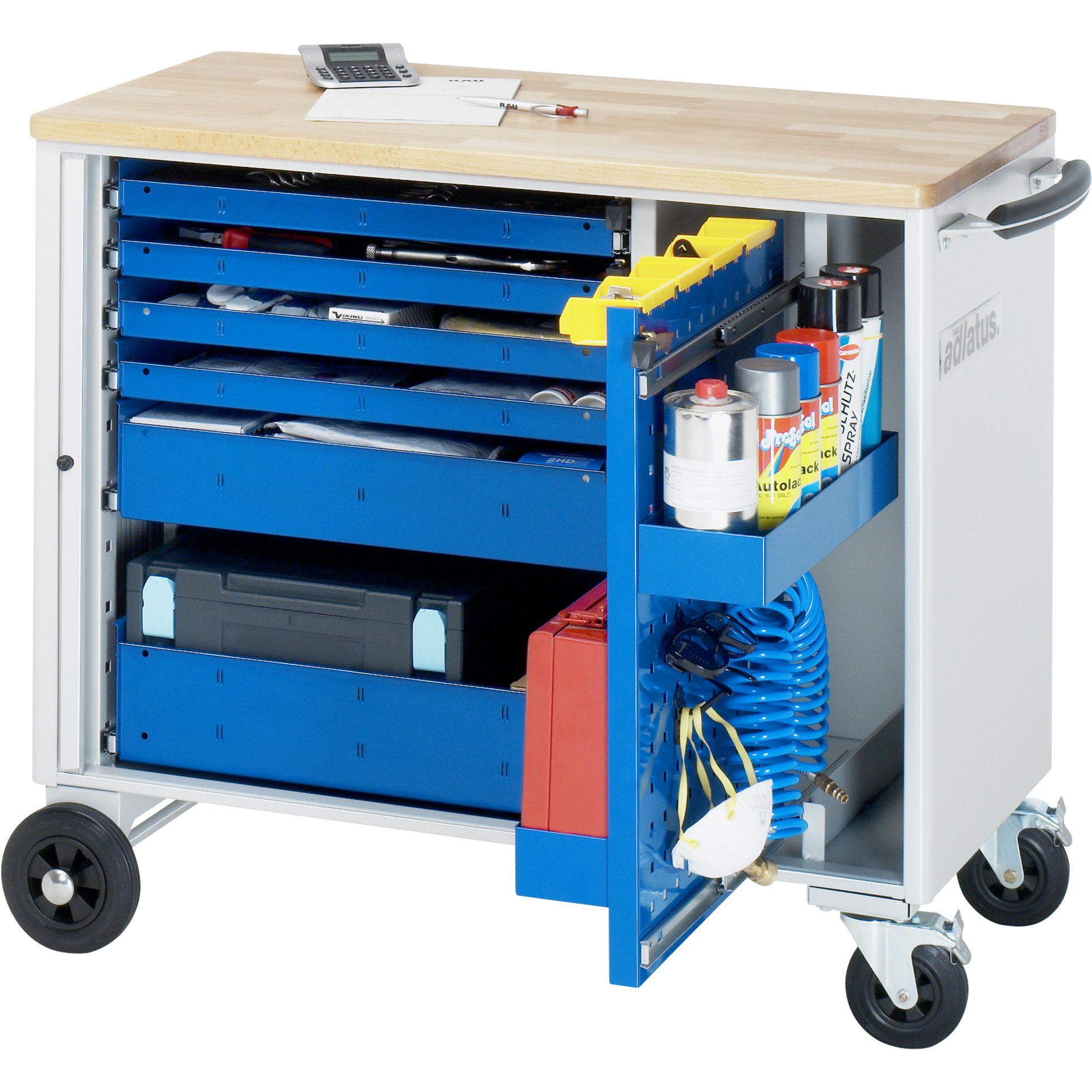 Werkzeugwagen 10220, B1025xT520xH890mm, 6xSchublade-VA, 1xLWA, Buche-Top-25mm