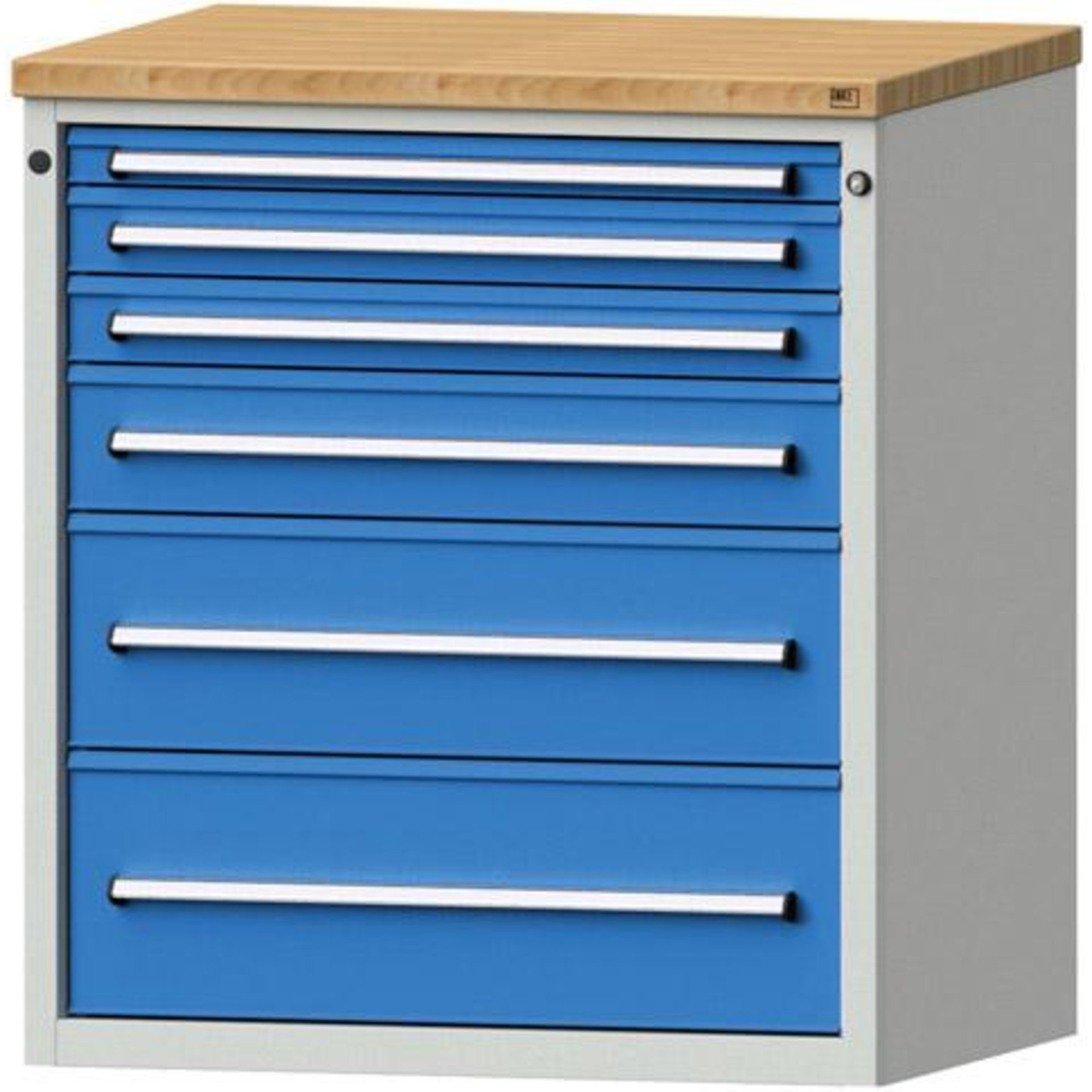 Anke Schubladenschrank B910xT700xH1020mm RAL 7035/5012 6 Schubladen