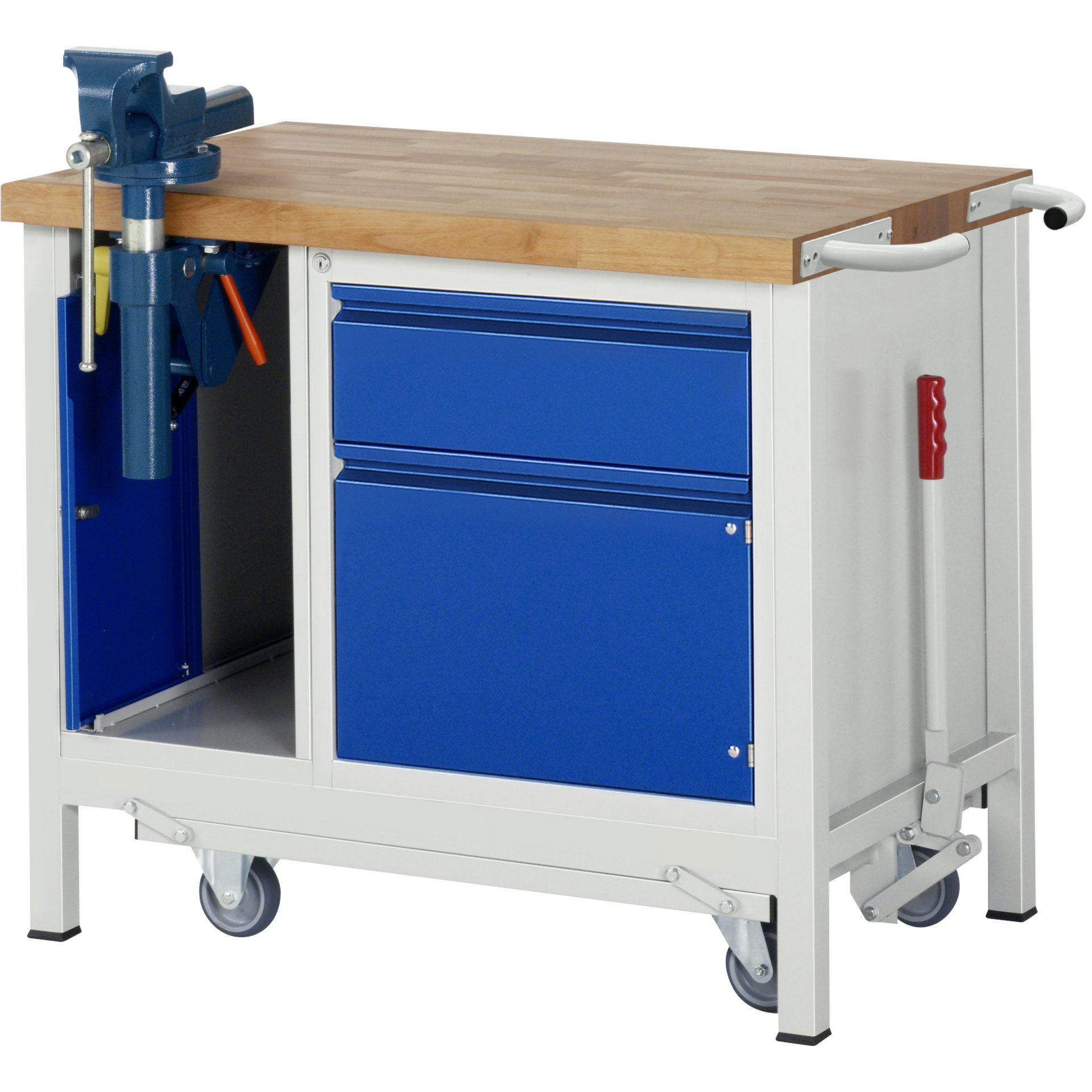 Werkbank mit Fahrgestell 8181I2, B1000xT700xH880mm, 1xSchublade-TA, 1xSSK, 1xTür