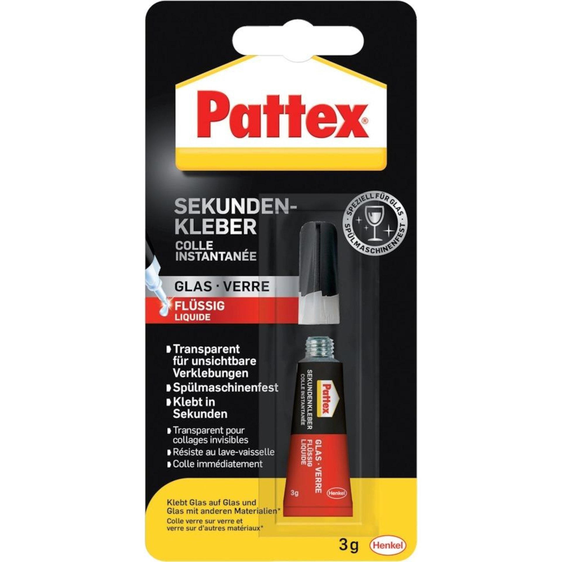 Pattex Sekundenkleber Glas flüssig 3g