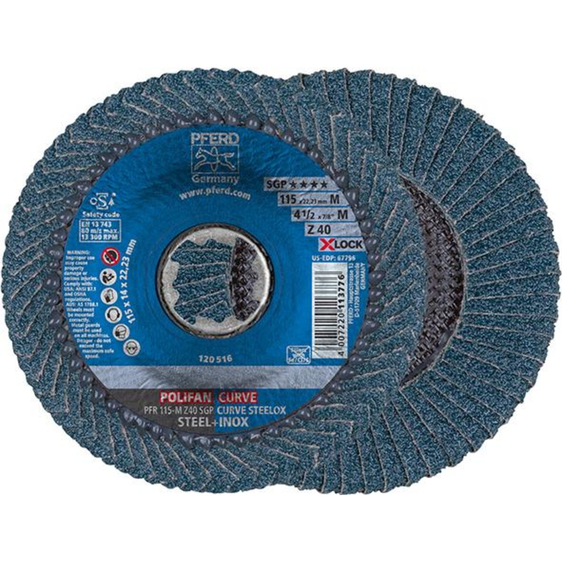 Fächerschleifscheibe X-LOCK, Zirkonkorund CURVE, Ø 125 mm, radial