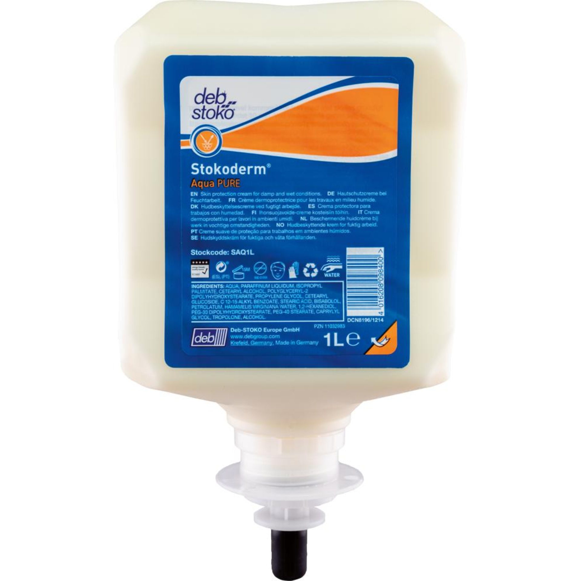 Stokoderm AQUA PURE Spezial-Hautschutzcreme 1 l Kartusche